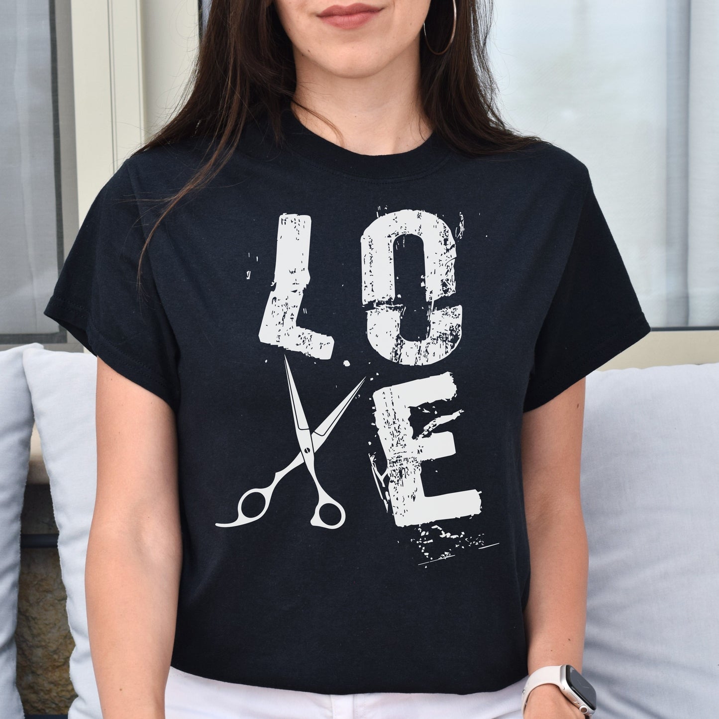 Love hair stylist Unisex T-shirt hairdresser haircutter tee black dark heather-Family-Gift-Planet