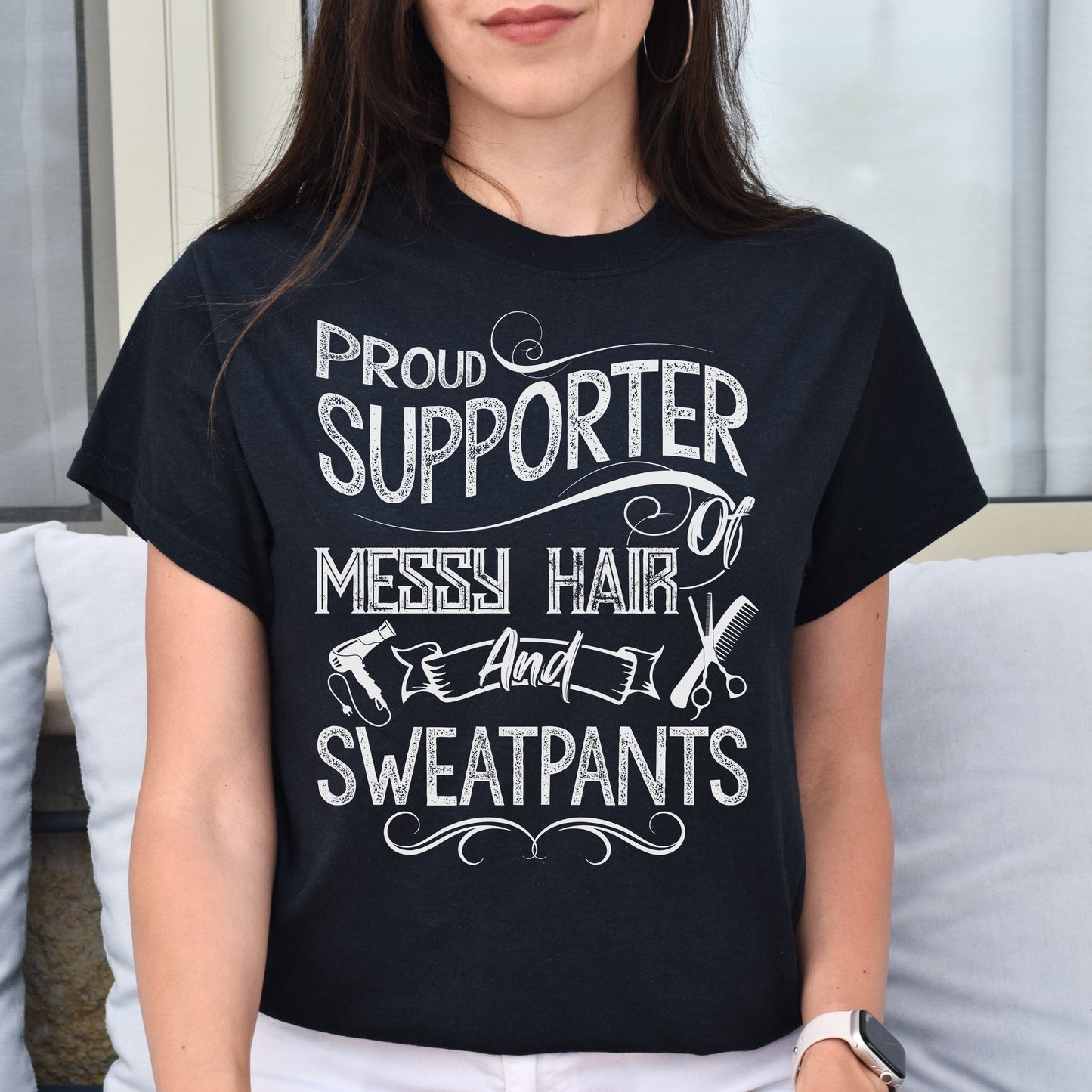 Proud supporter messy hair and sweatpants-Family-Gift-Planet