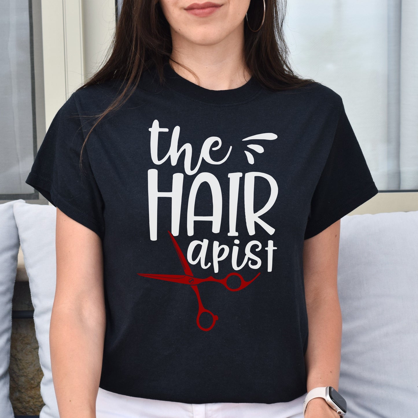 The hairapist Unisex T-shirt hairdresser haircutter tee black dark heather-Family-Gift-Planet
