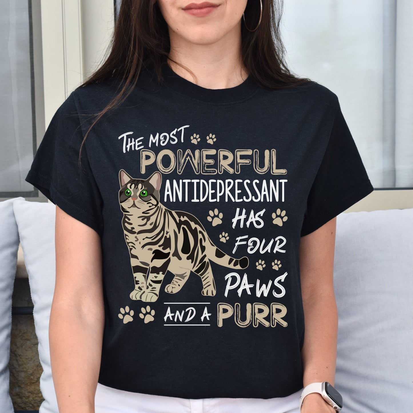 The most powerful antidepressant has four paws Unisex shirt Black Dark Heather-Family-Gift-Planet