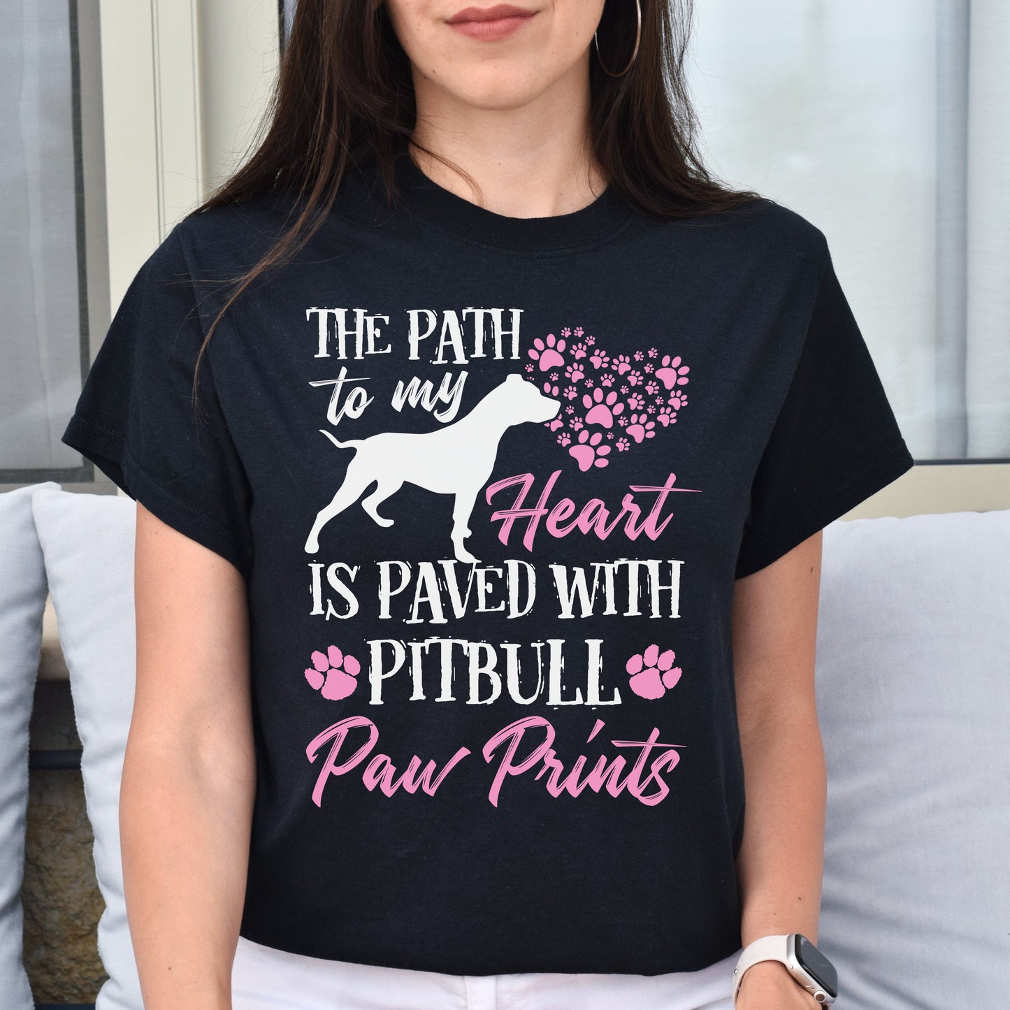 The path to my heart is paved with Pitbull paw prints Unisex t-shirt gift-Family-Gift-Planet