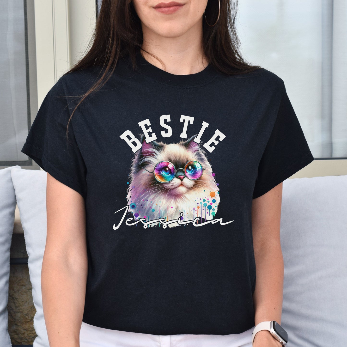 Bestie funny Personalized Unisex T-shirt Custom Best friend Valentine Day gift Black-Black-Family-Gift-Planet