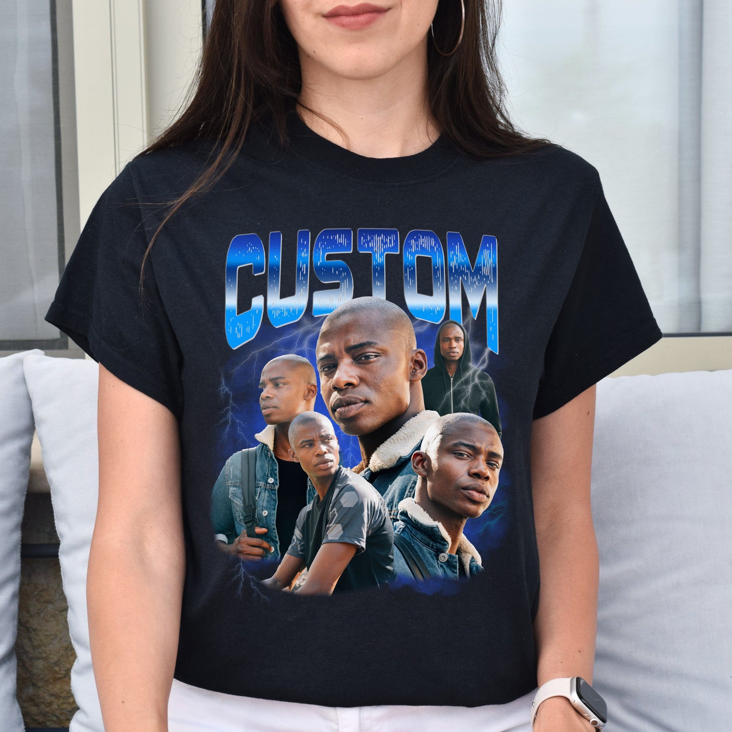 Custom Bootleg rap Unisex T-Shirt Personalized Your pictures tee Vintage style Black Navy Dark Heather-Black-Family-Gift-Planet