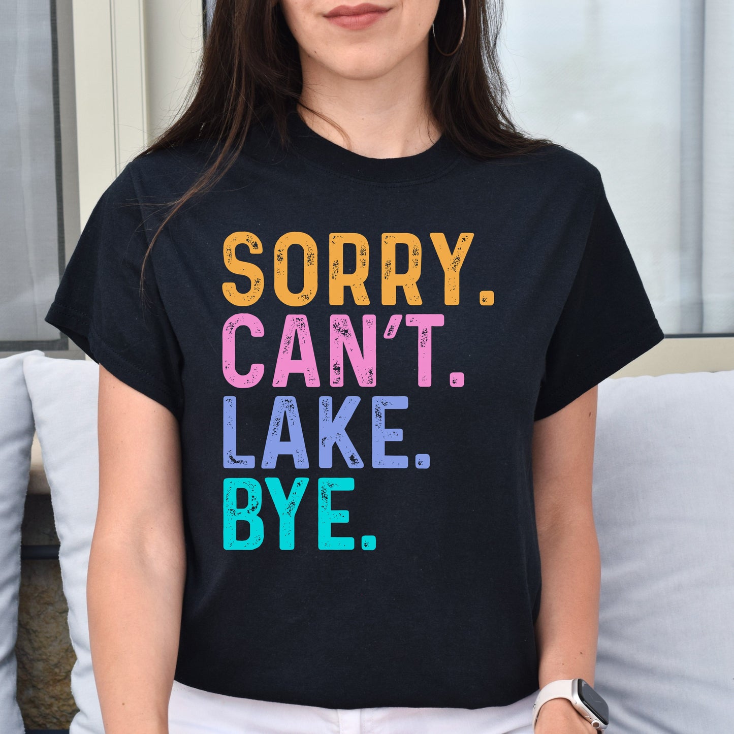 Lake Unisex t-shirt Sorry Can't Lake Bye tee black dark heather-Black-Family-Gift-Planet
