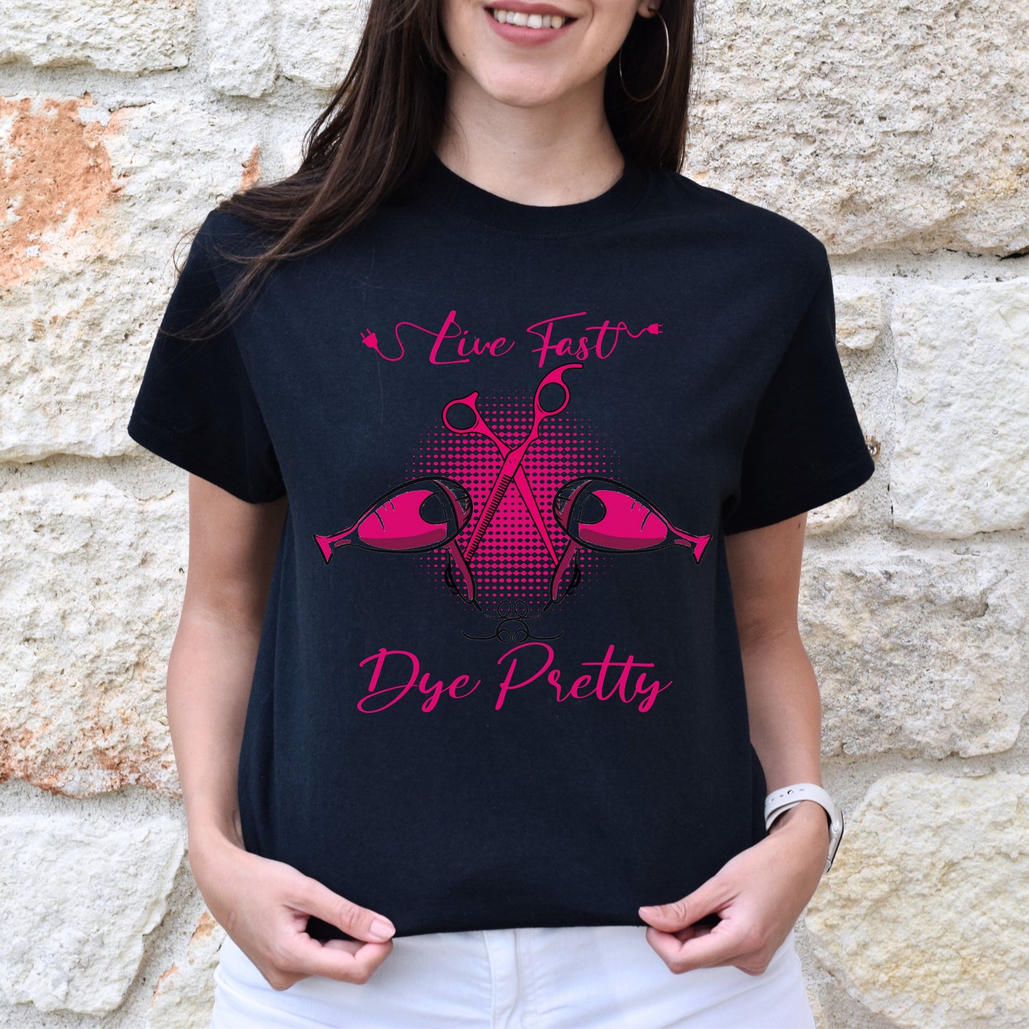 Live fast dye pretty Unisex T-shirt hairdresser haircutter tee black dark heather-Black-Family-Gift-Planet