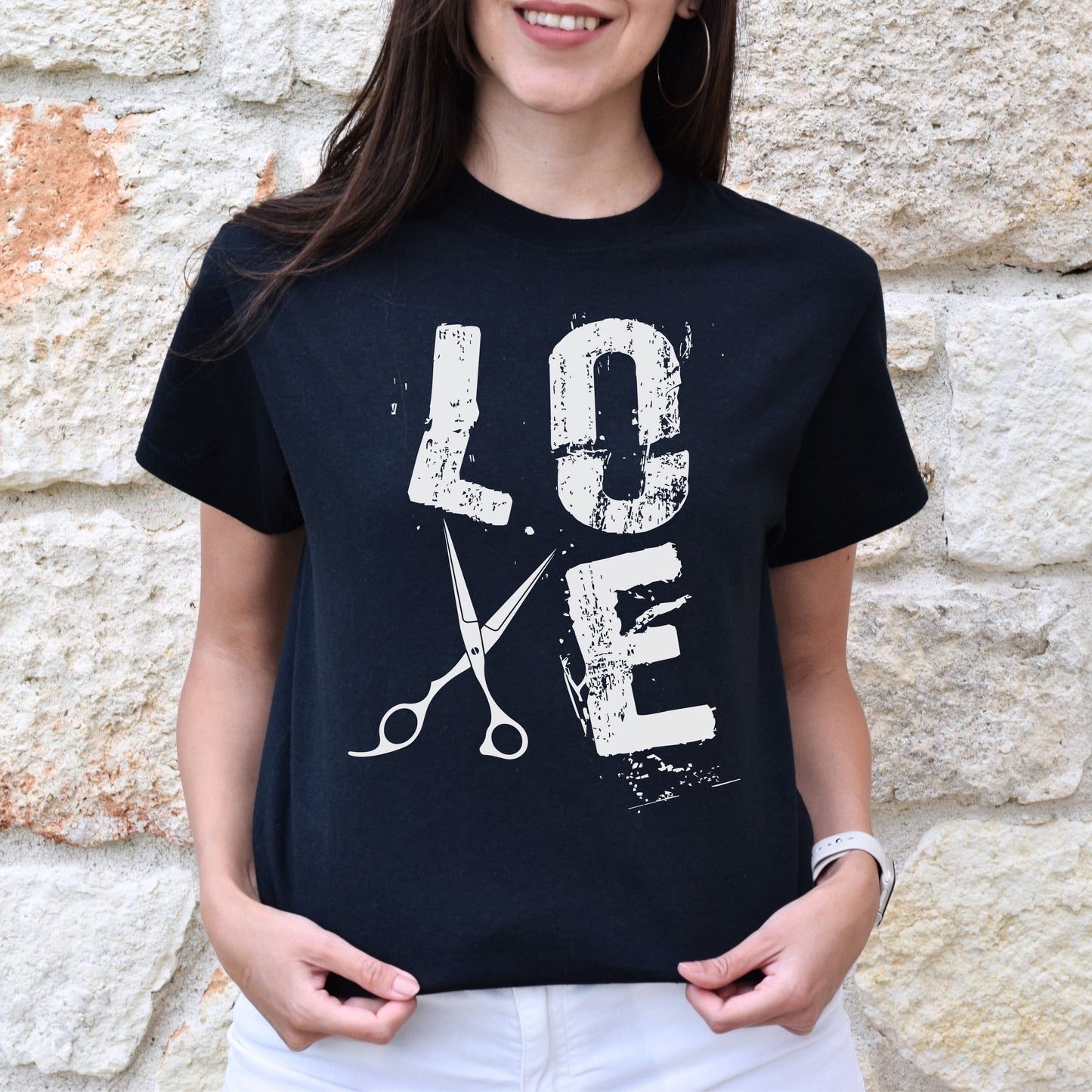 Love hair stylist Unisex T-shirt hairdresser haircutter tee black dark heather-Black-Family-Gift-Planet