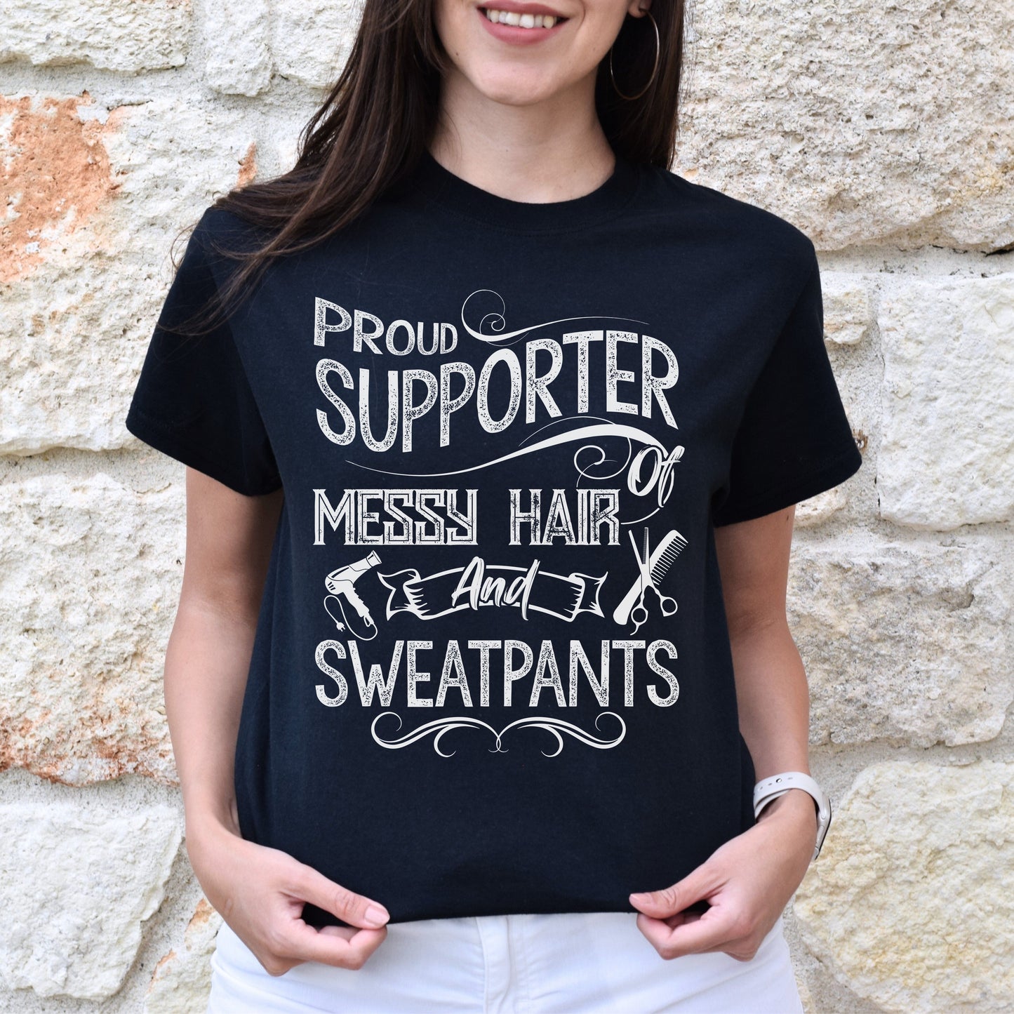 Proud supporter messy hair and sweatpants-Family-Gift-Planet
