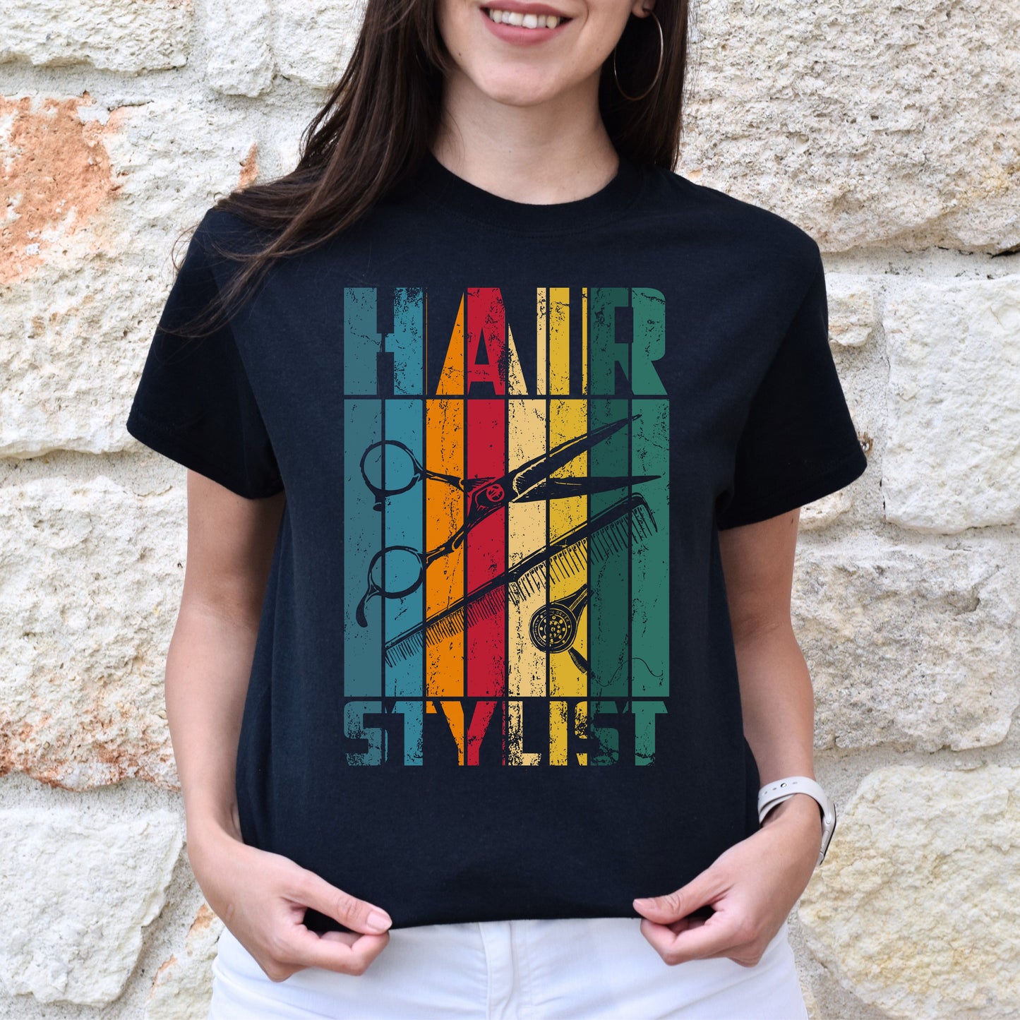 Retro hair stylist Unisex T-shirt hairdresser haircutter tee black dark heather-Family-Gift-Planet