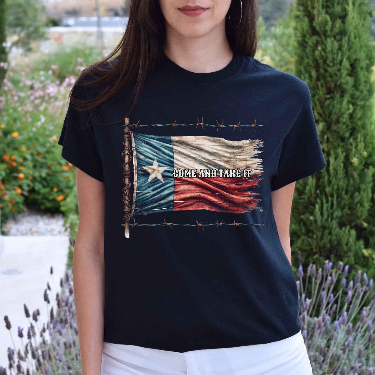Come and Take it Texas flag Unisex Tshirt Texas support tee Black Navy Dark Heather-Family-Gift-Planet