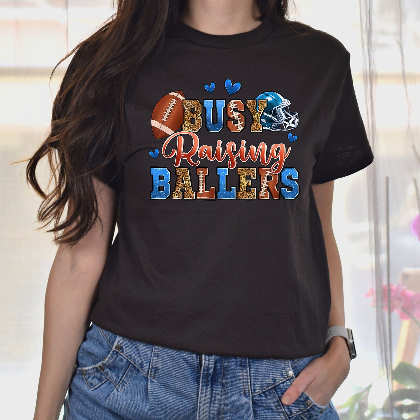American football - busy raising ballers Unisex t-shirt football mom tee gift-Family-Gift-Planet