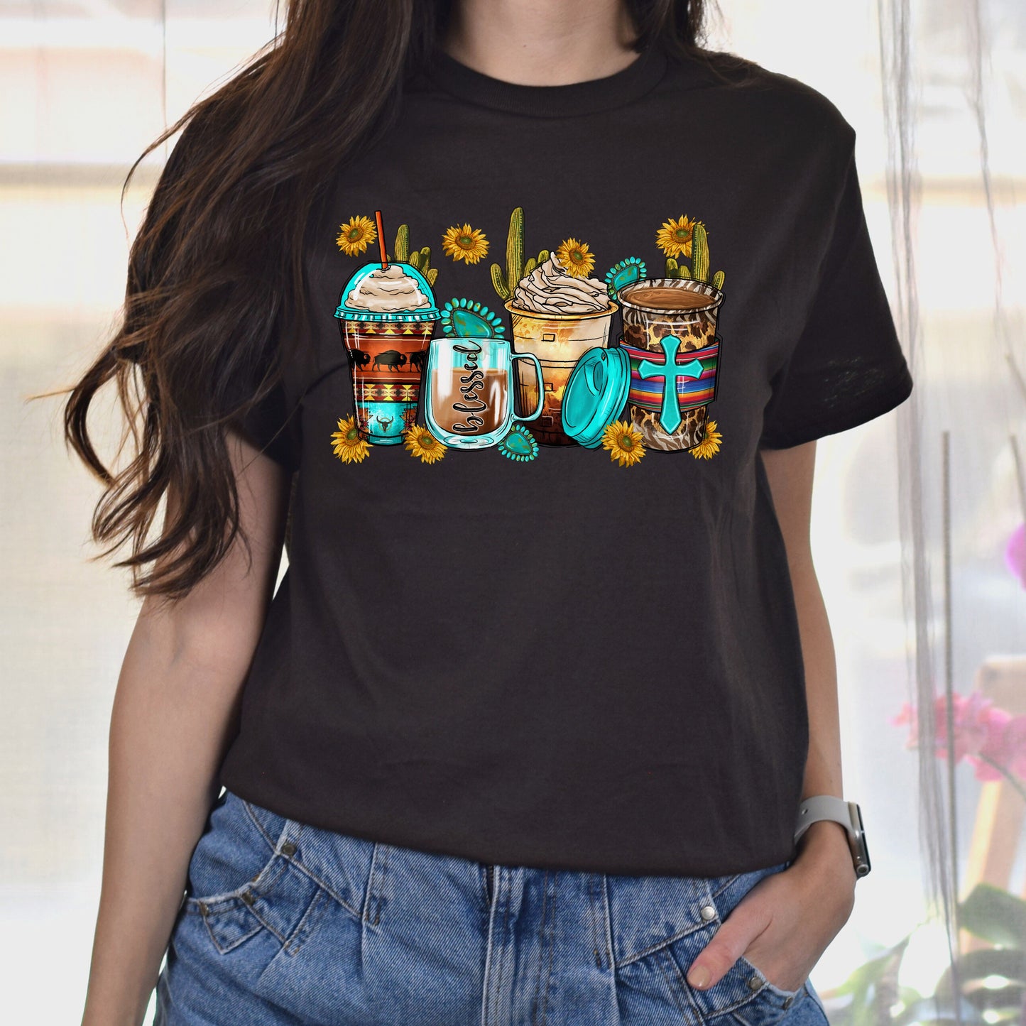 Blessed coffee cups unisex tshirt faith and coffee tee S-5XL-Family-Gift-Planet