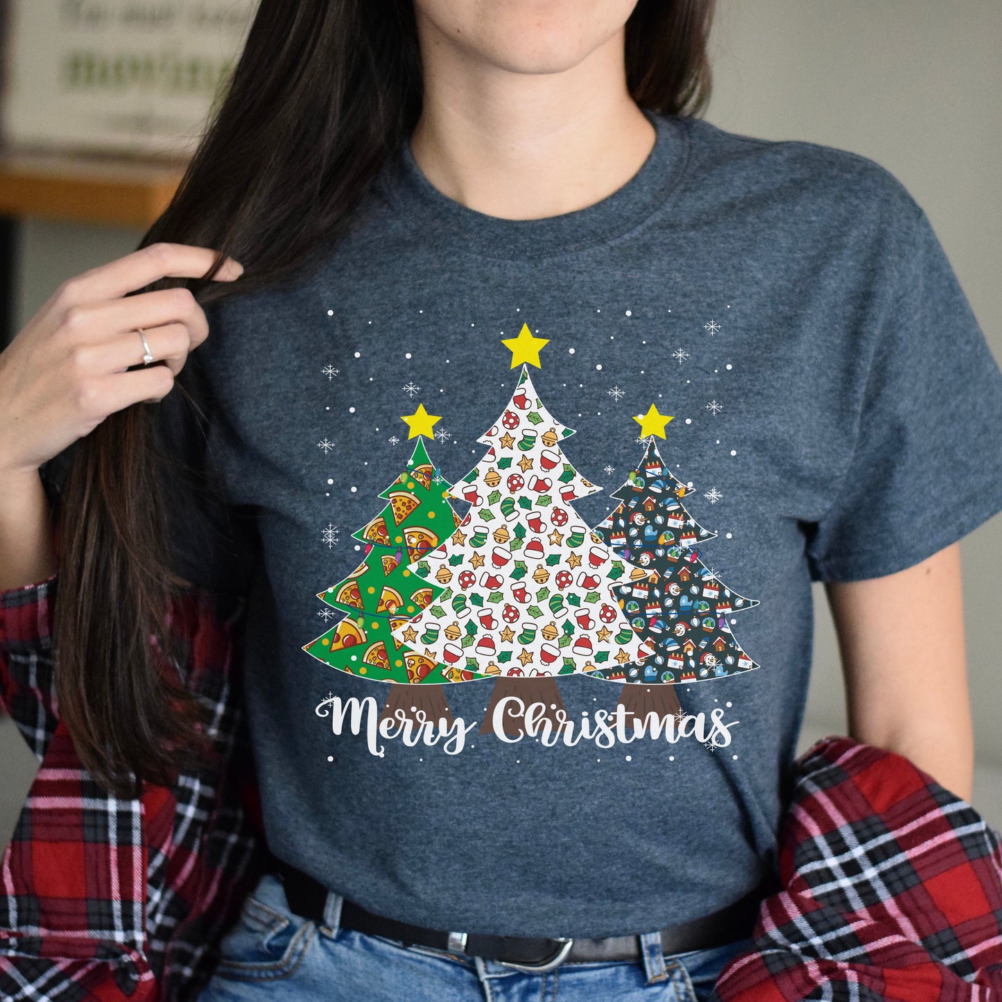 Christmas trees Unisex shirt Holiday tee Black Dark Heather-Dark Heather-Family-Gift-Planet
