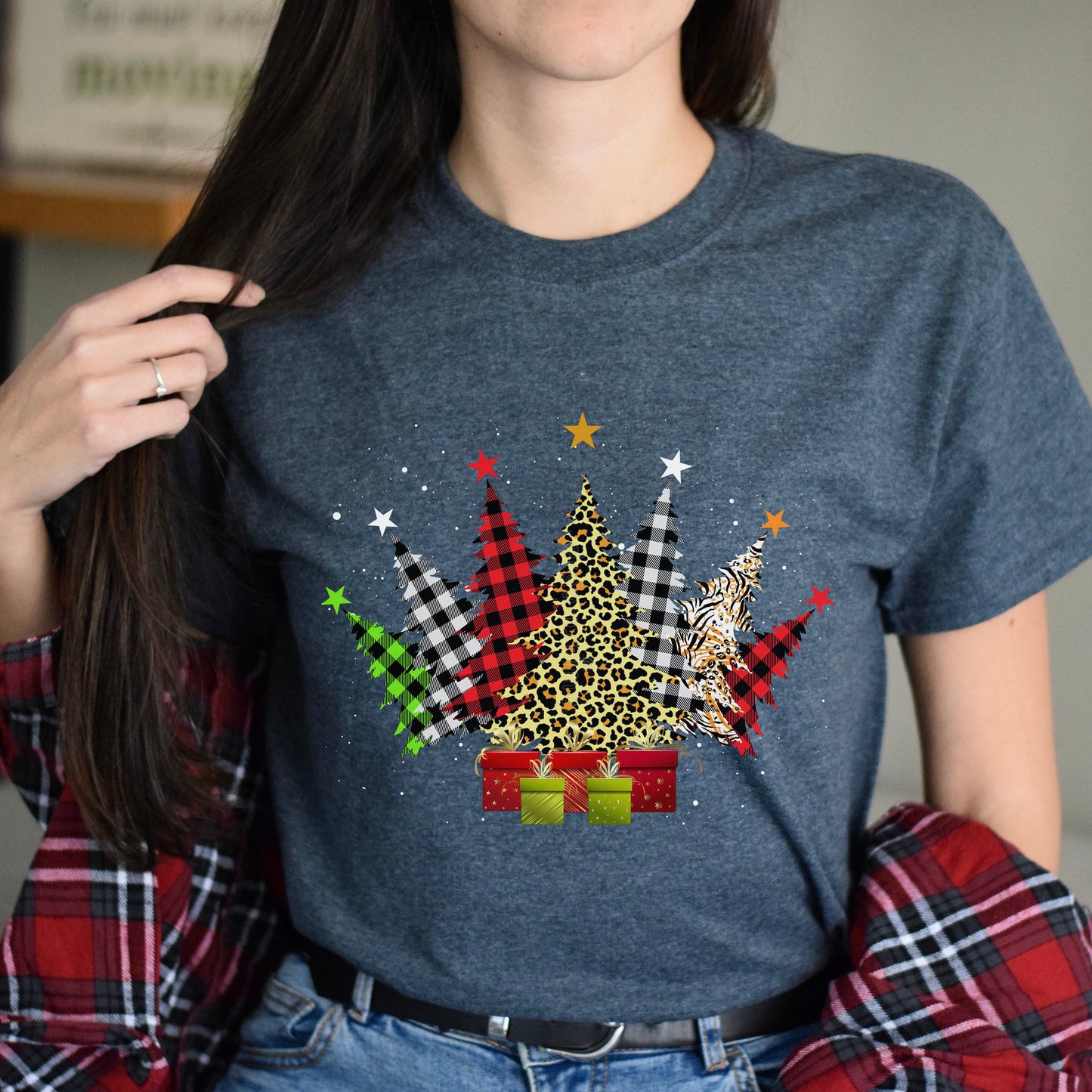 Christmas trees Unisex shirt Holiday trees tee Black Dark Heather-Dark Heather-Family-Gift-Planet