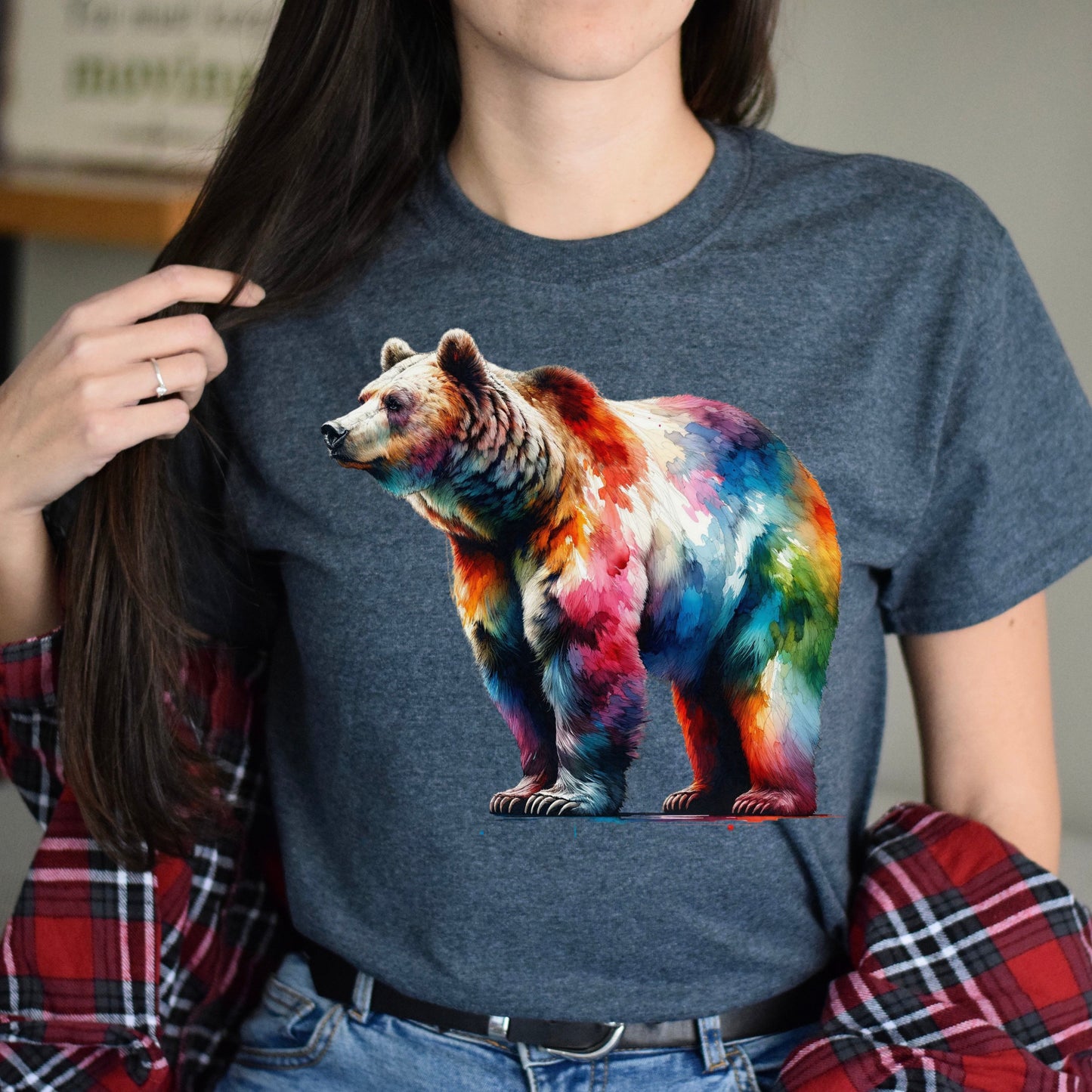 Colorful Grizzly Unisex T-shirt Black Navy Dark Heather-Dark Heather-Family-Gift-Planet