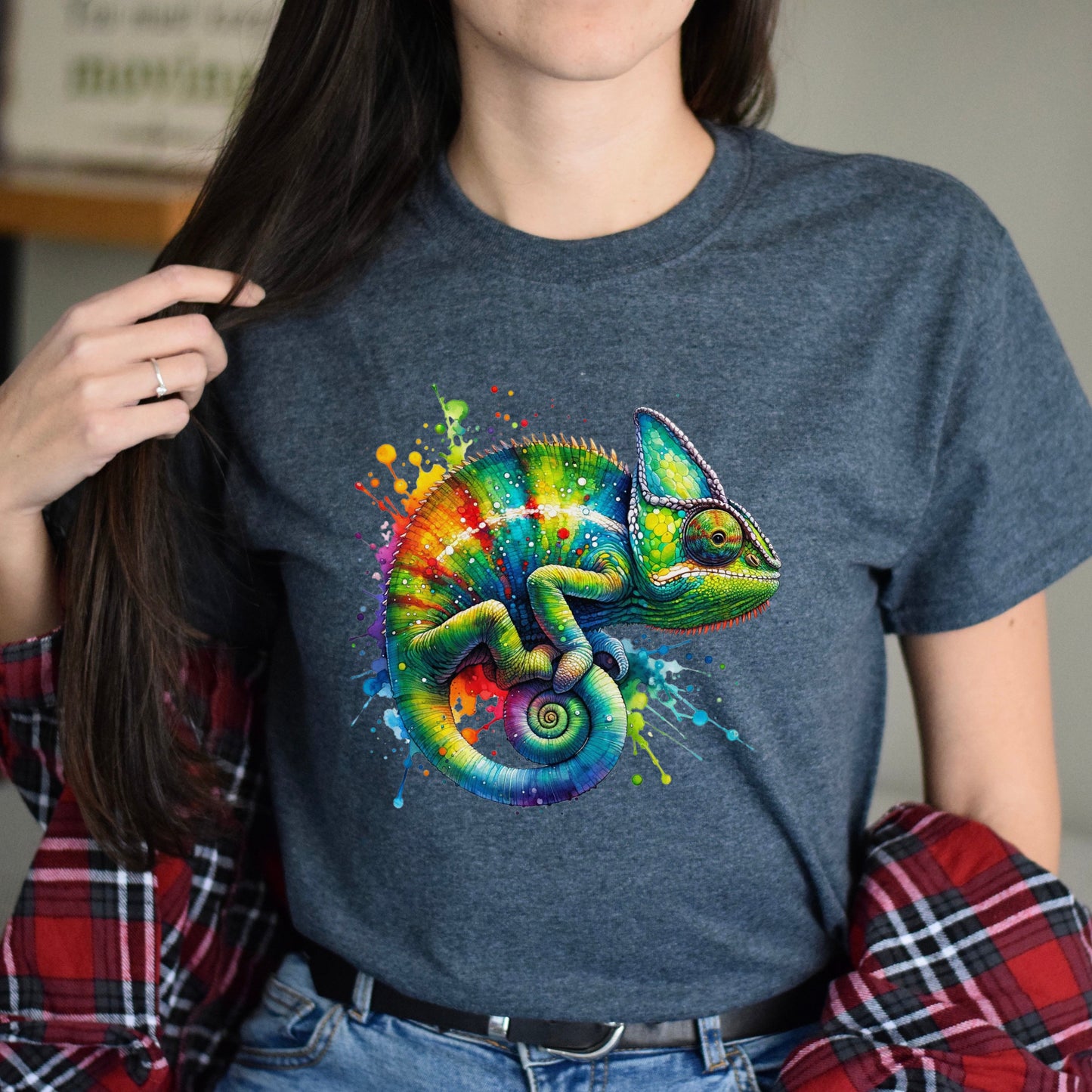 Chameleon Color Splash Unisex T-Shirt Black Navy Dark Heather-Dark Heather-Family-Gift-Planet