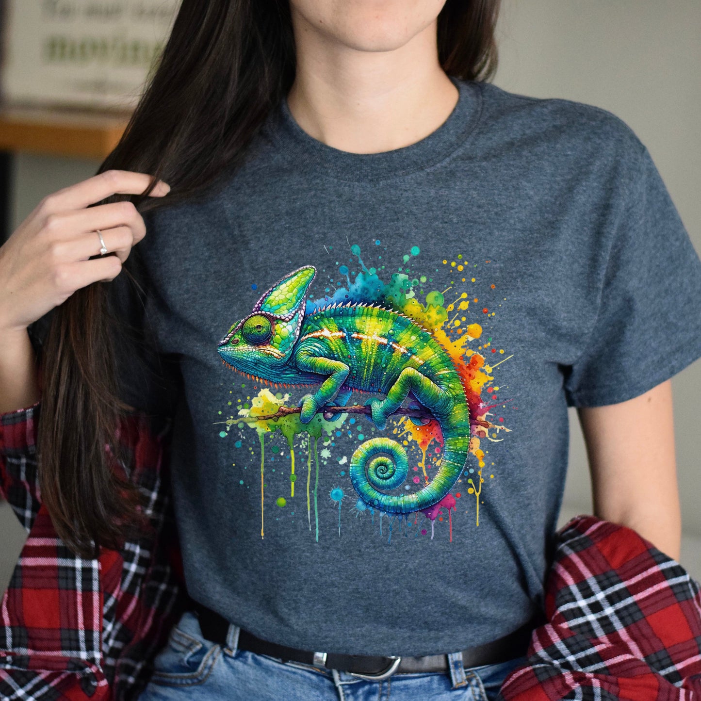 Chameleon mama Color Splash Unisex T-Shirt Black Navy Dark Heather-Dark Heather-Family-Gift-Planet