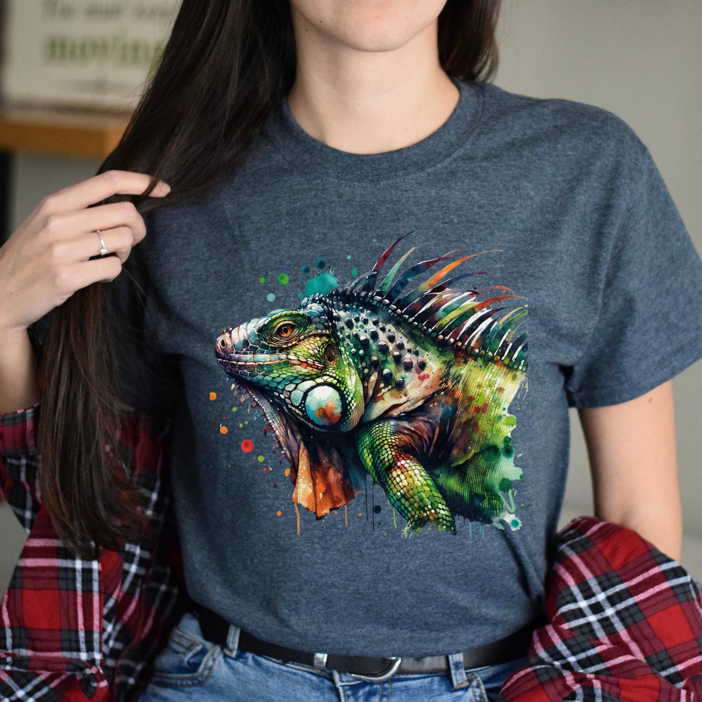 Iguana mama Color Splash Unisex T-Shirt Black Navy Dark Heather-Dark Heather-Family-Gift-Planet