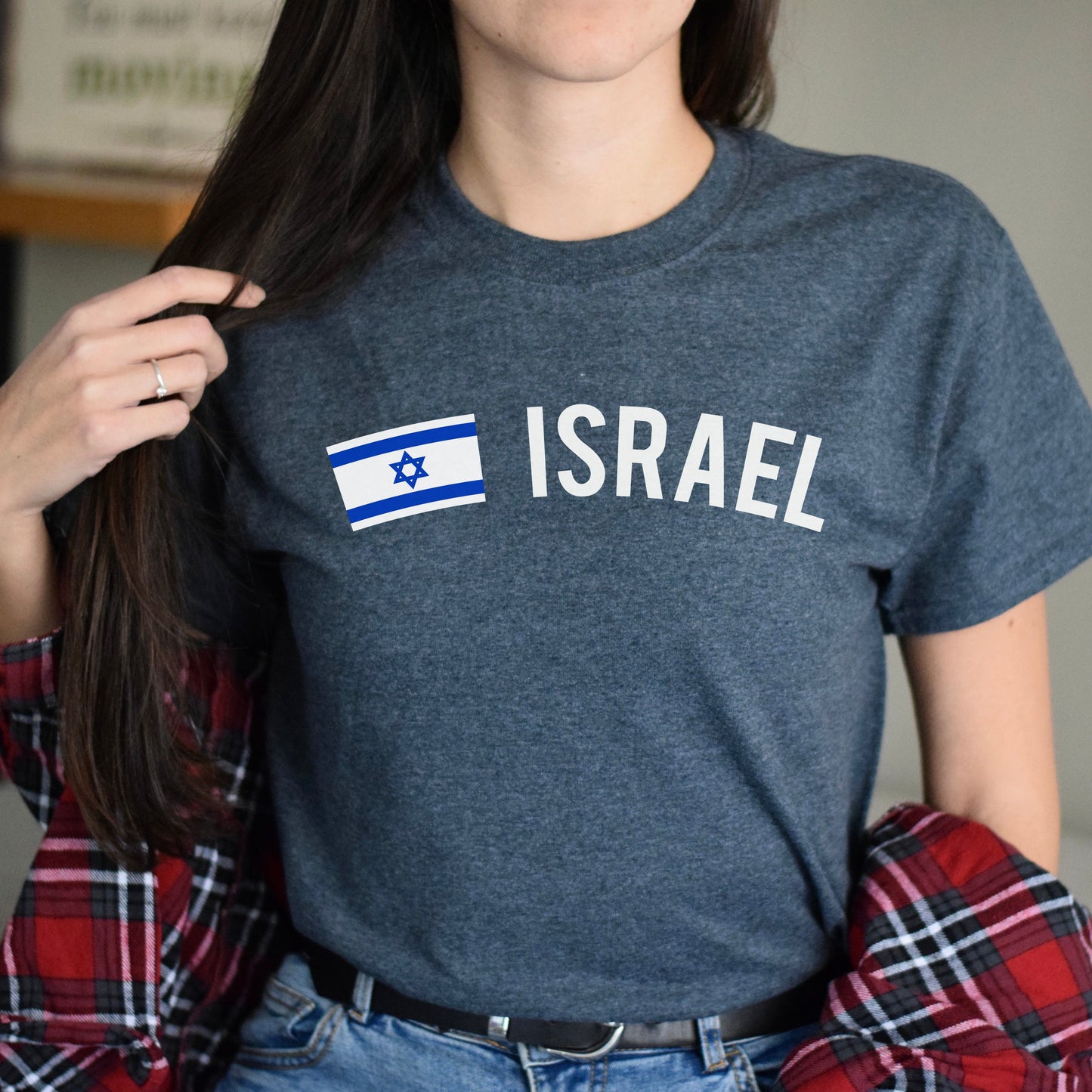 Israel Unisex T-shirt gift Israel flag tee Jerusalem White Black Dark Heather-Dark Heather-Family-Gift-Planet