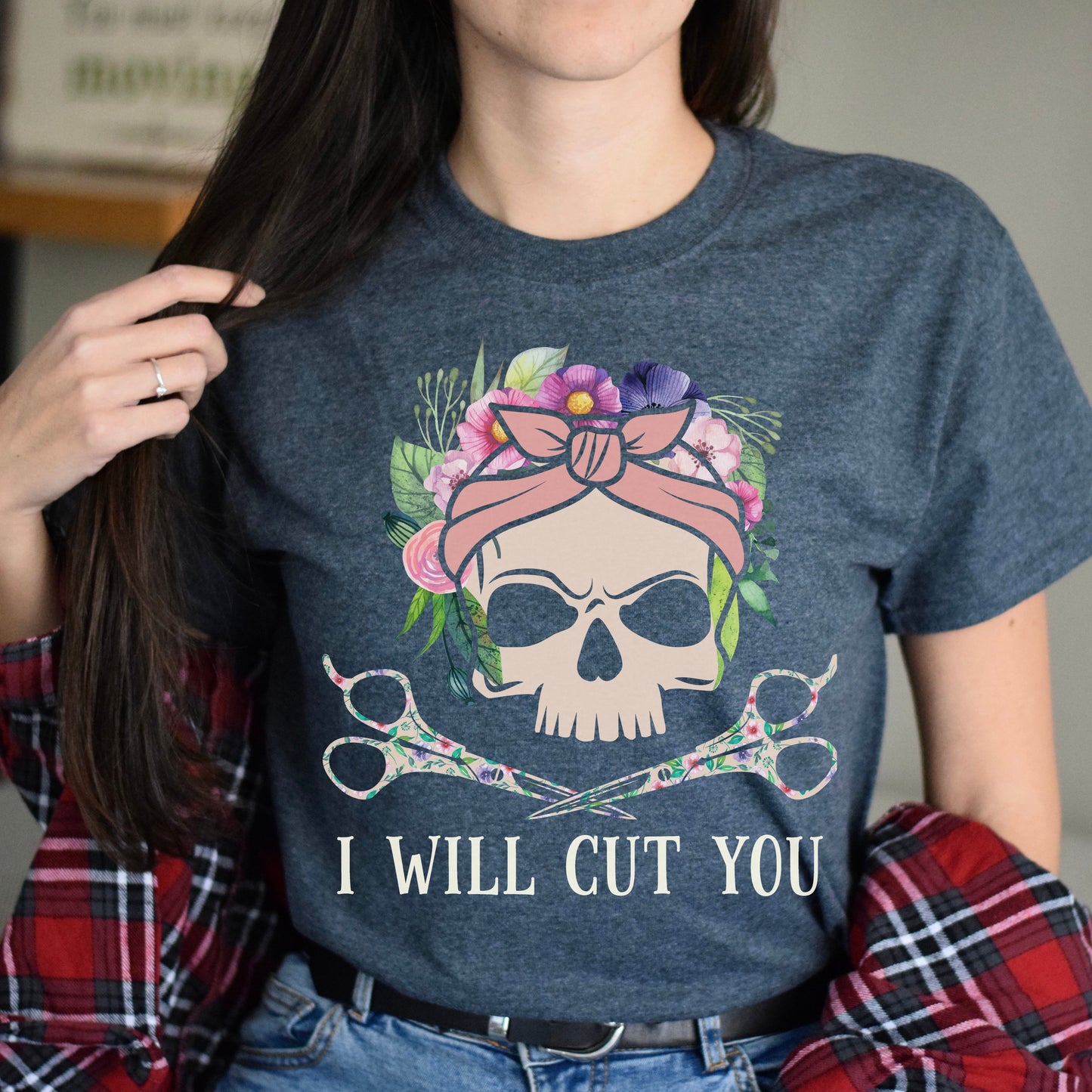 I will cut you Unisex T-shirt hairdresser haircutter tee black dark heather-Dark Heather-Family-Gift-Planet