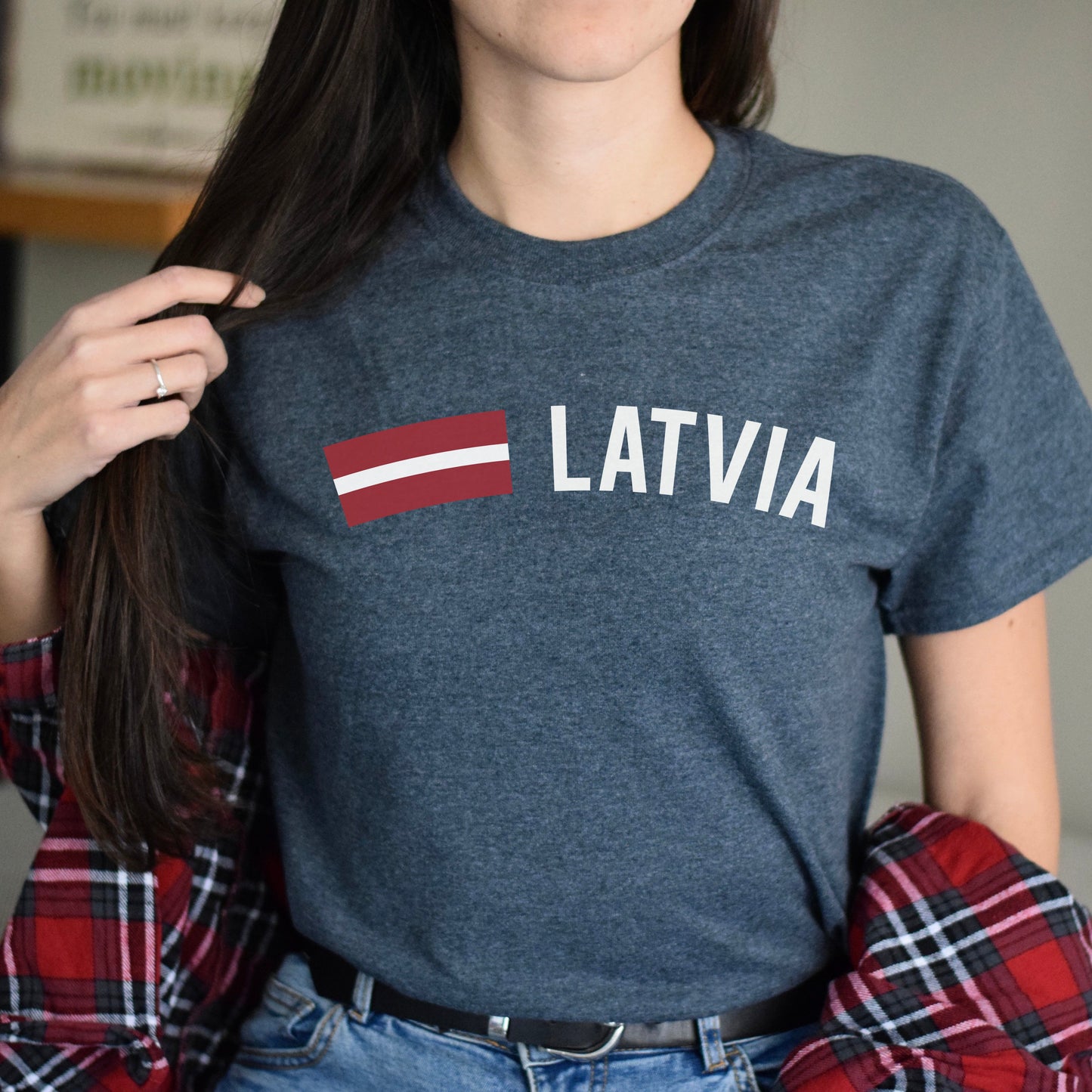 Latvia Unisex T-shirt gift Latvian flag tee Riga White Black Dark Heather-Dark Heather-Family-Gift-Planet