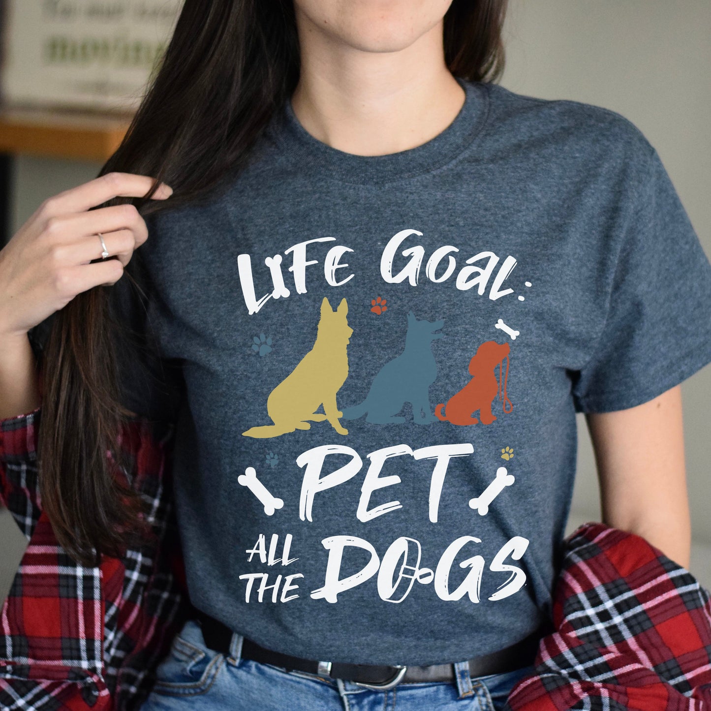 Life goal pet all the dogs Unisex T-Shirt gift dog lover tee black dark heather-Dark Heather-Family-Gift-Planet