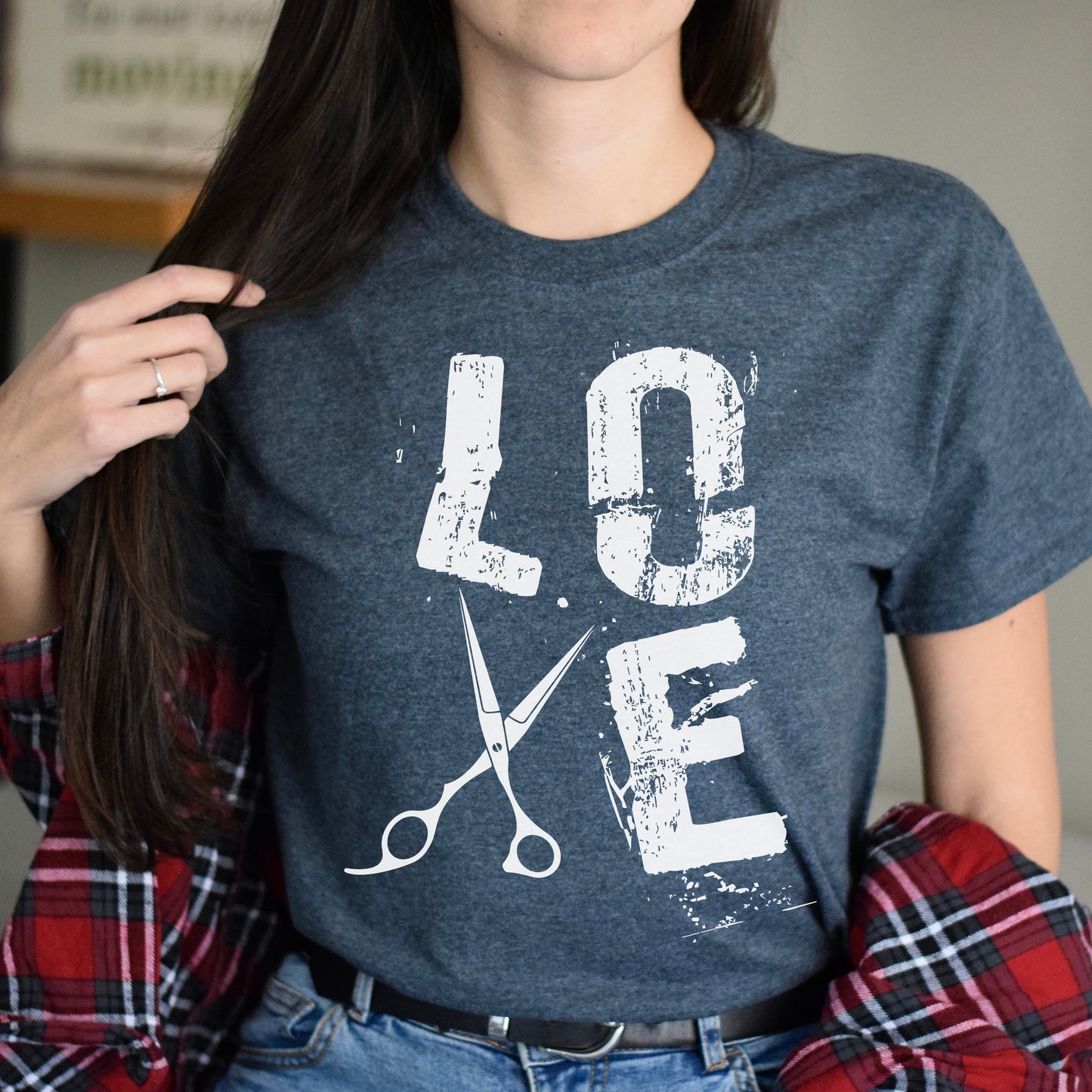 Love hair stylist Unisex T-shirt hairdresser haircutter tee black dark heather-Dark Heather-Family-Gift-Planet