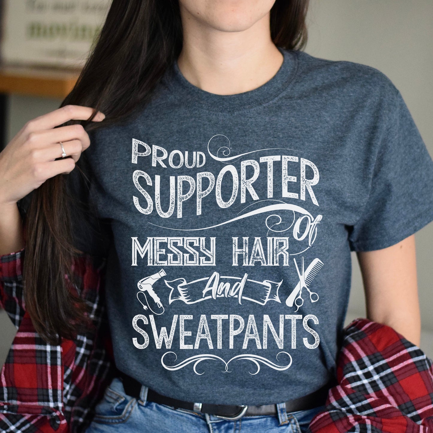 Proud supporter messy hair and sweatpants-Family-Gift-Planet