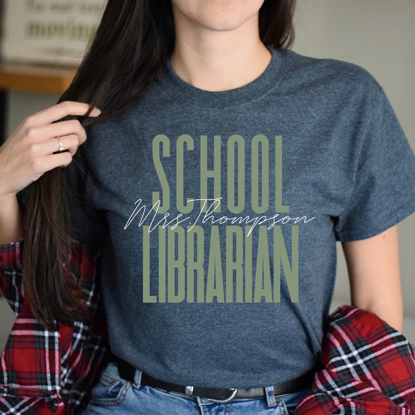 School Librarian T-Shirt gift Library archivist Customized Unisex tee Black Navy Dark Heather-Dark Heather-Family-Gift-Planet