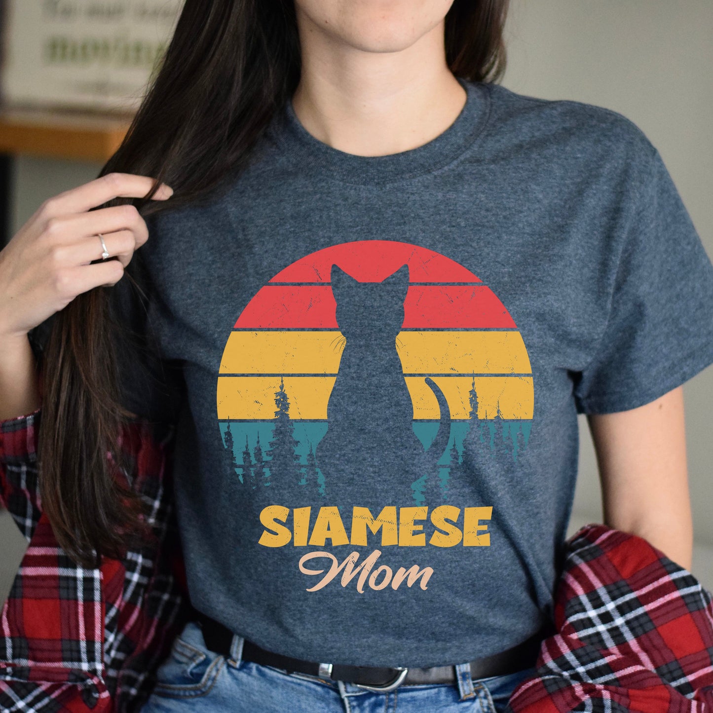 Siamese Mom Unisex shirt Siamese cat mama tee Black Dark Heather-Dark Heather-Family-Gift-Planet