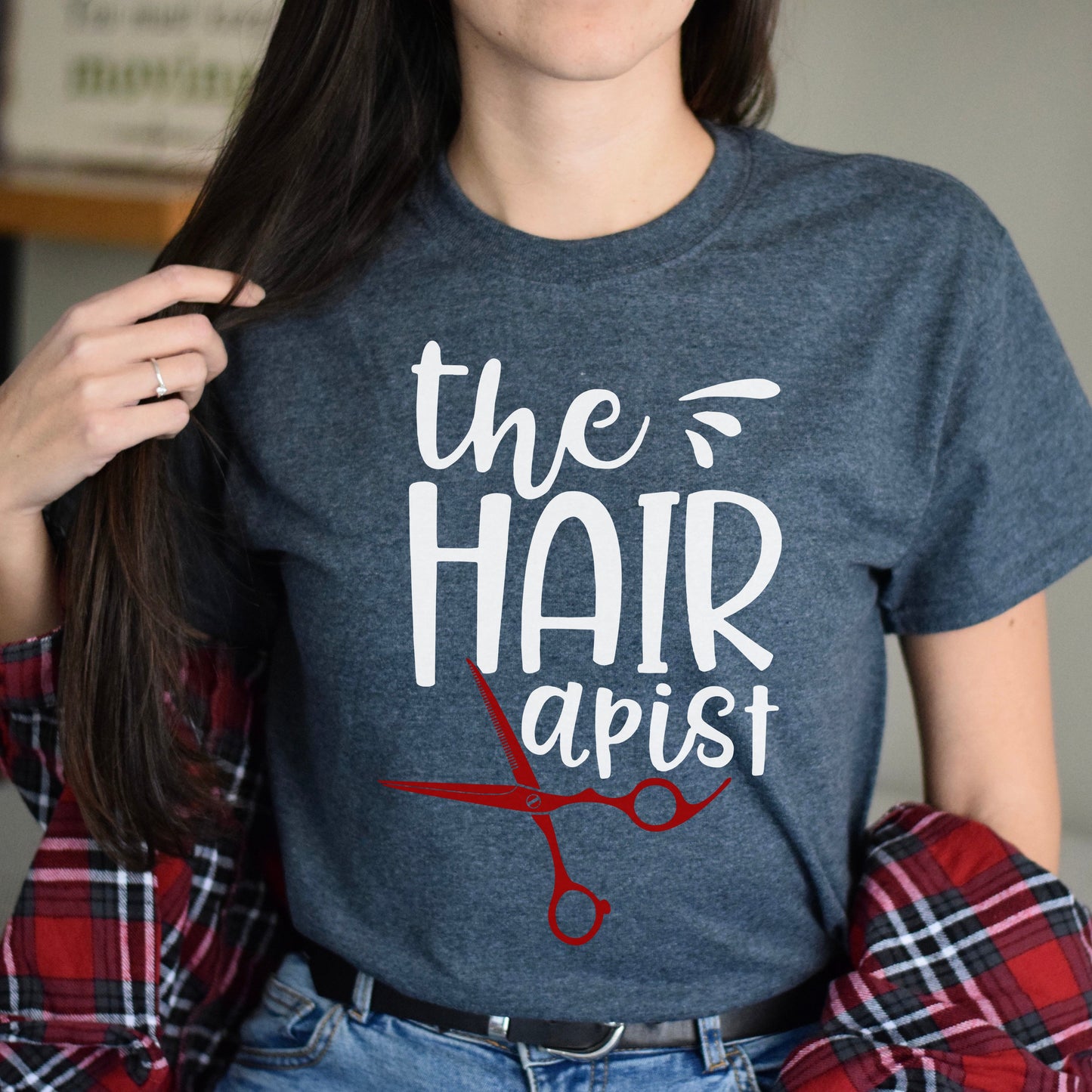 The hairapist Unisex T-shirt hairdresser haircutter tee black dark heather-Dark Heather-Family-Gift-Planet