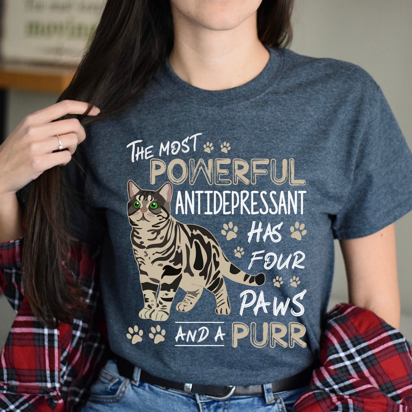 The most powerful antidepressant has four paws Unisex shirt Black Dark Heather-Dark Heather-Family-Gift-Planet