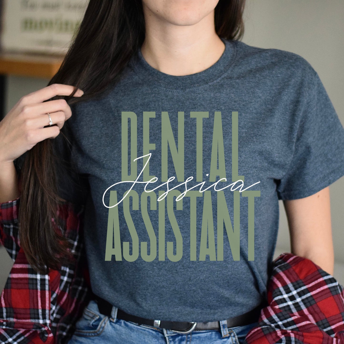 Dental assistant T-Shirt gift Dental clinic Customized Unisex tee Black Navy Dark Heather-Dark Heather-Family-Gift-Planet