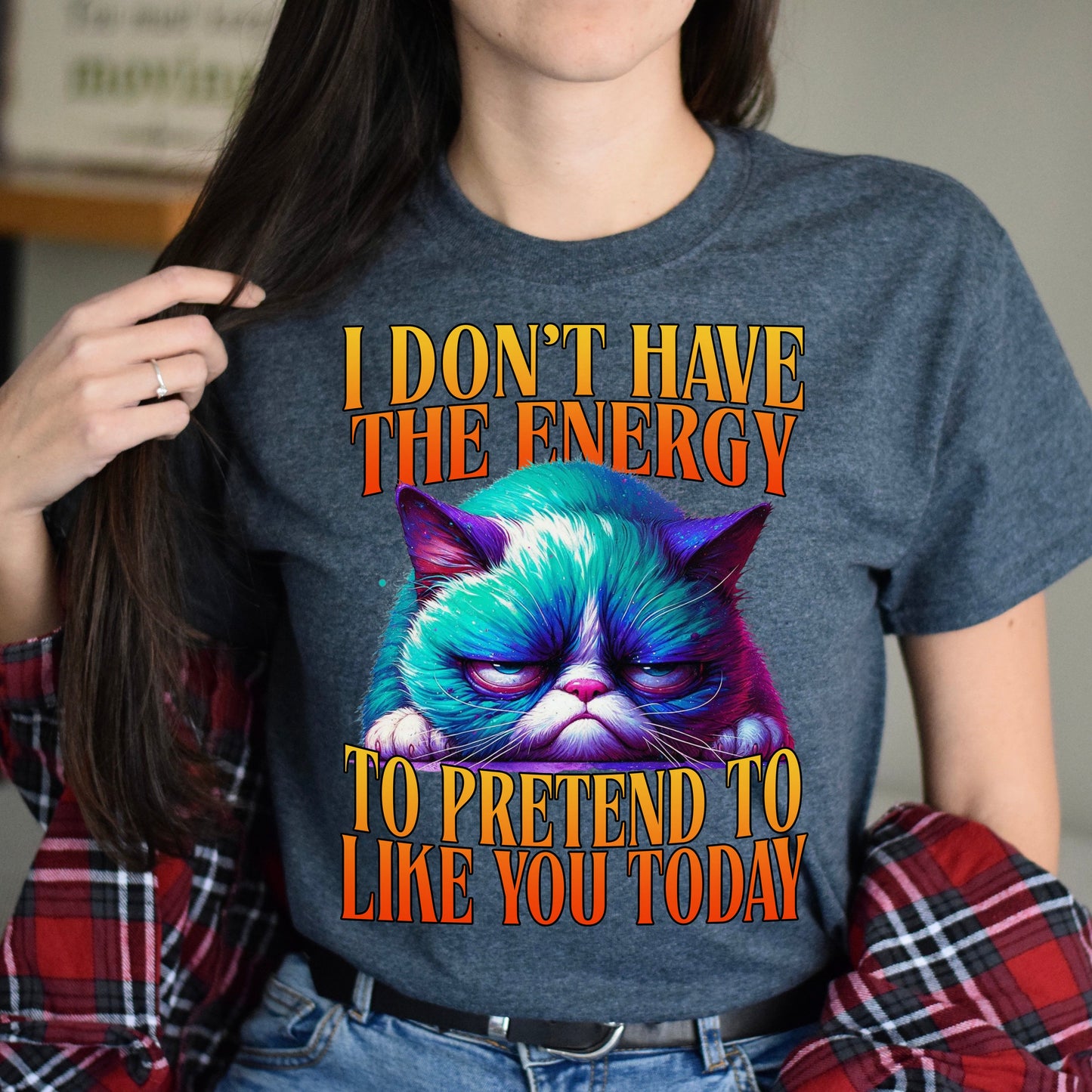Sarcastic T-Shirt Grumpy cat meme Funny Birthday gift Unisex tee Black Navy Dark Heather-Dark Heather-Family-Gift-Planet