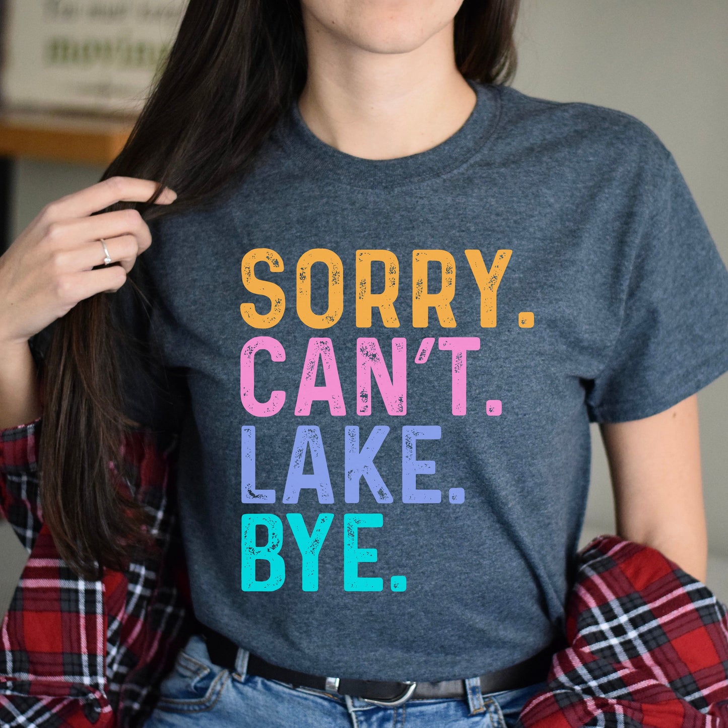 Lake Unisex t-shirt Sorry Can't Lake Bye tee black dark heather-Dark Heather-Family-Gift-Planet