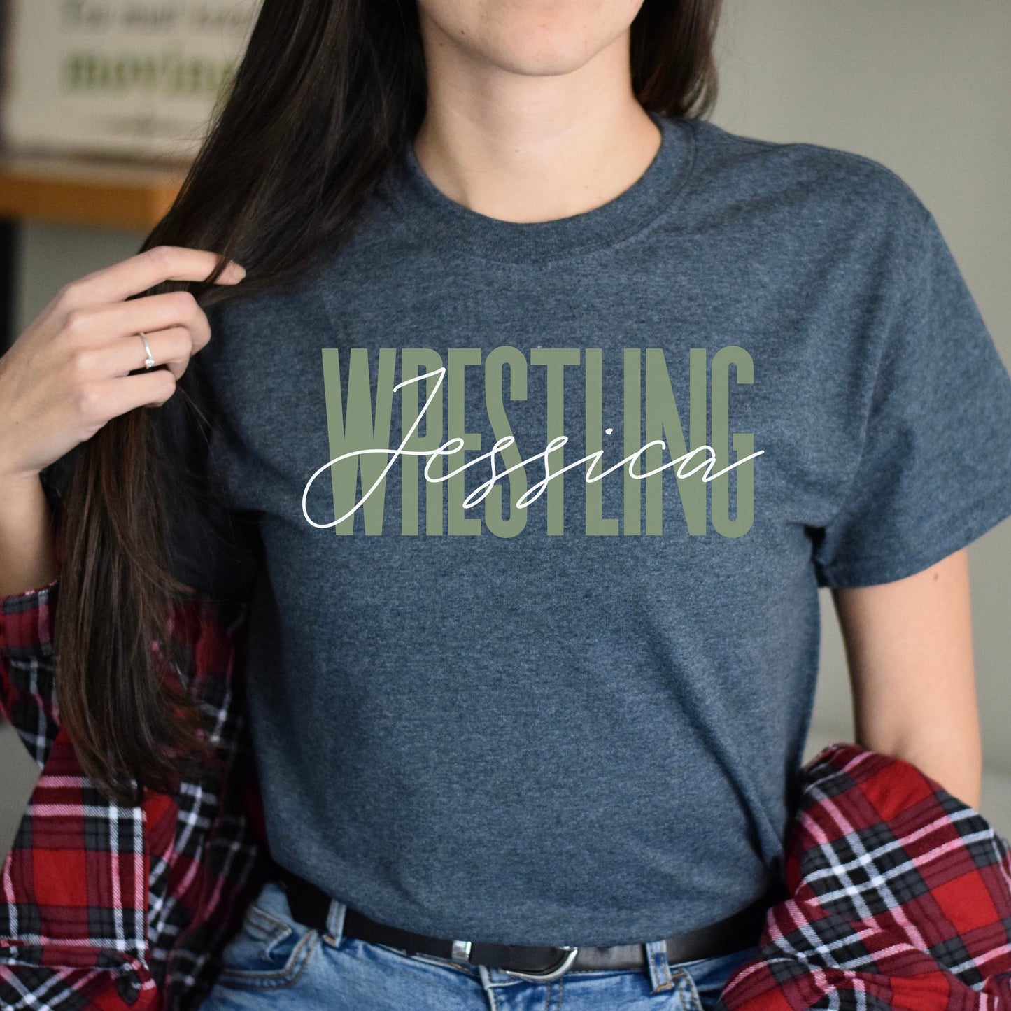 Wrestling T-Shirt gift wrestling lover Wrestler mama Customized Unisex tee Black Navy Dark Heather-Dark Heather-Family-Gift-Planet
