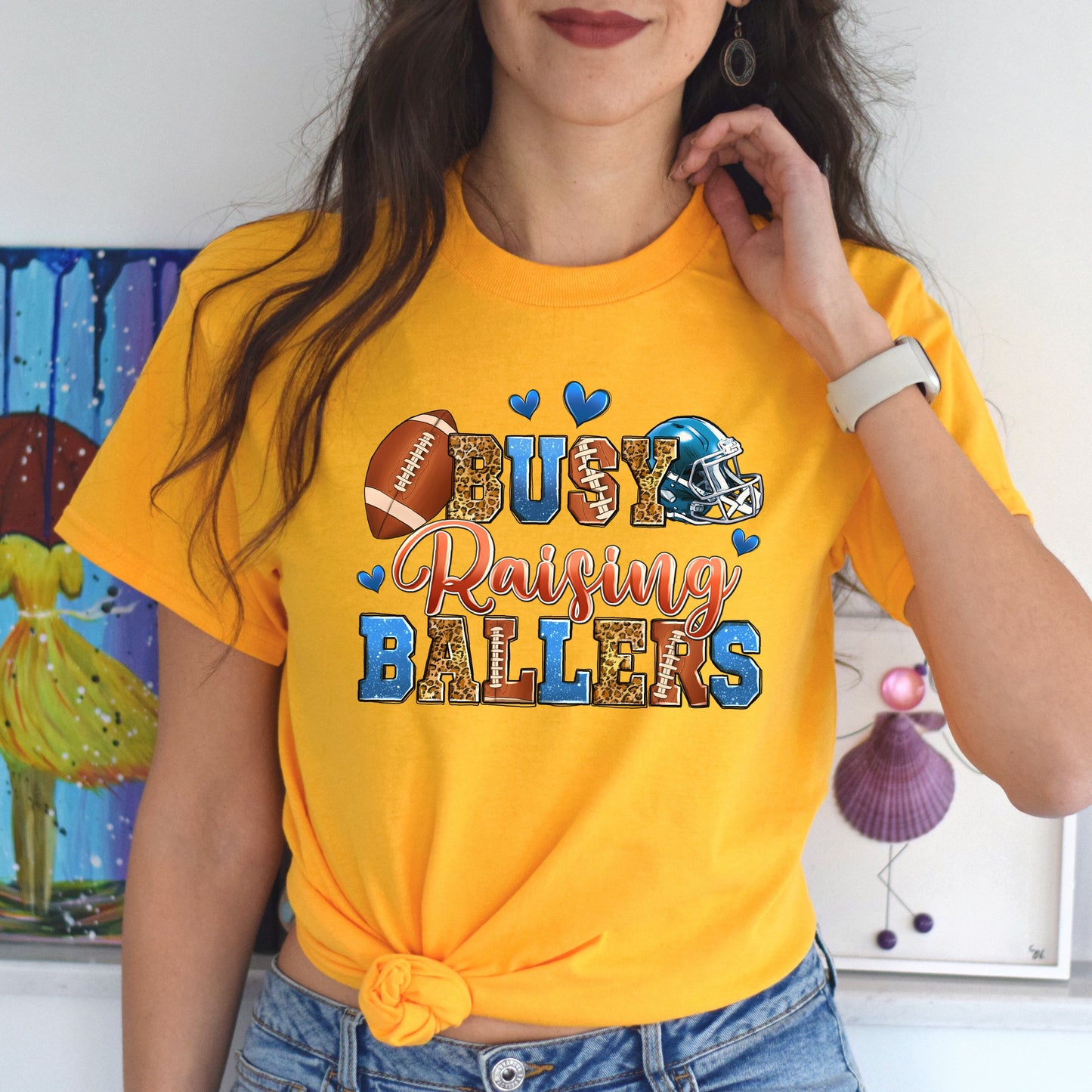 American football - busy raising ballers Unisex t-shirt football mom tee gift-Family-Gift-Planet