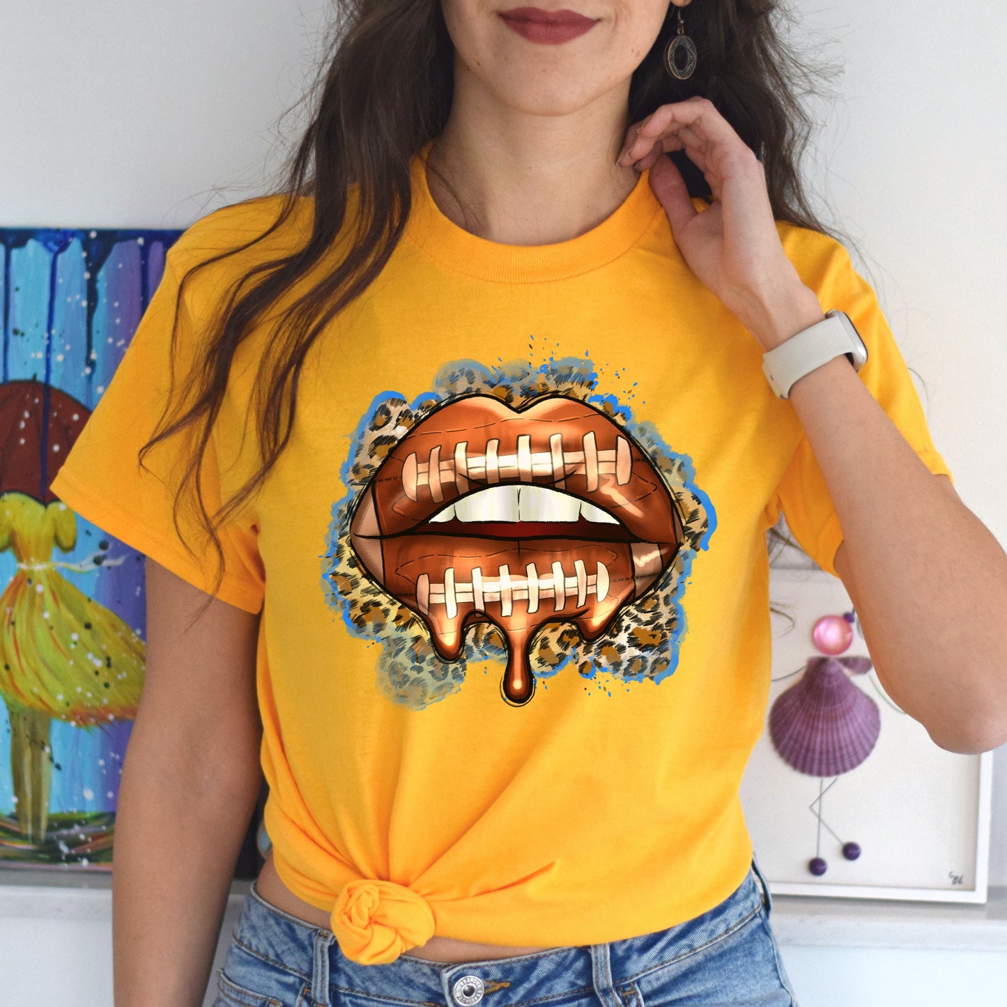 American football lips Unisex t-shirt football player tee rugby coach gift-Family-Gift-Planet