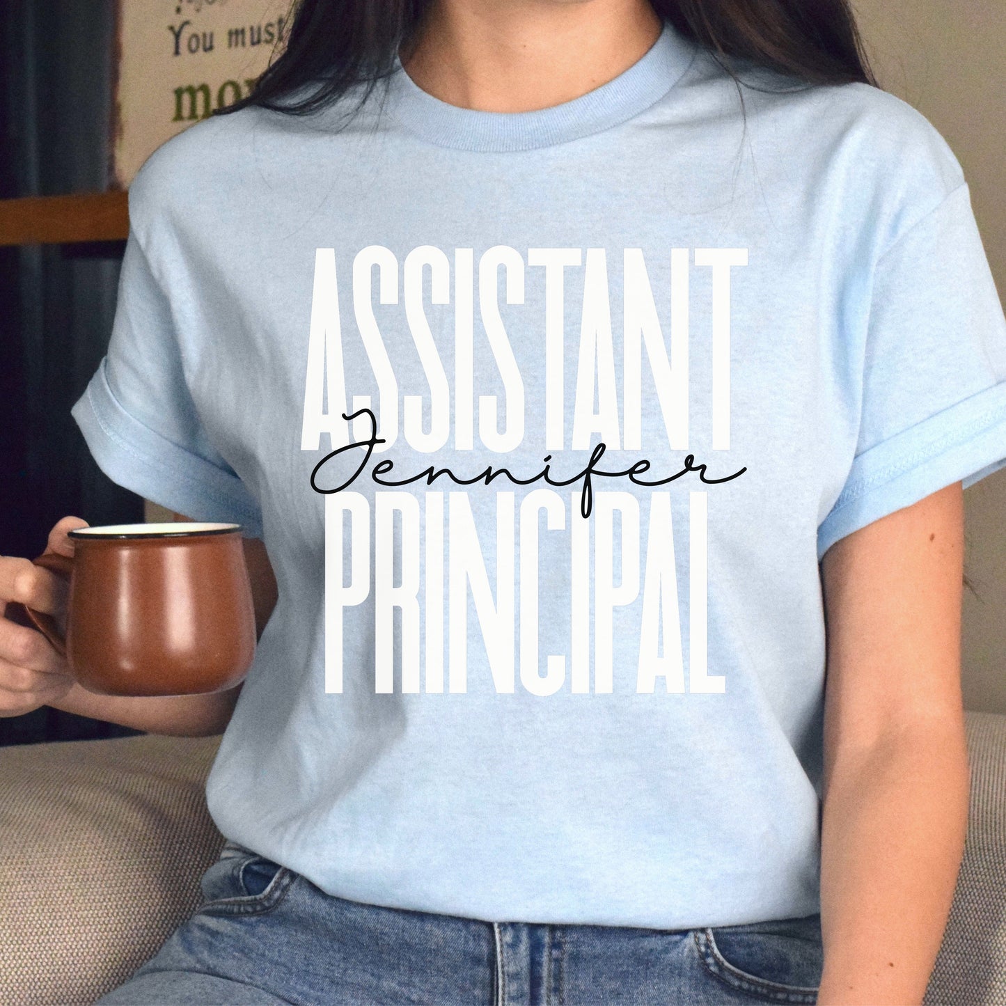 Personalized Assistant principal Unisex T-shirt Custom name AP Sand Blue Pink-Light Blue-Family-Gift-Planet