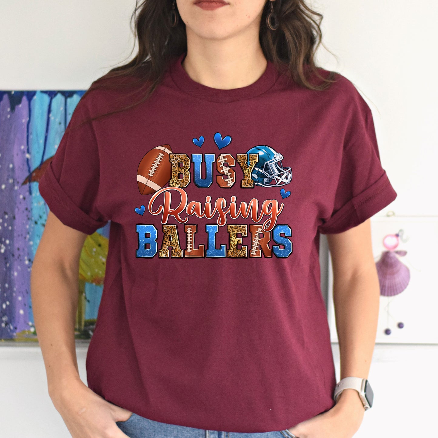 American football - busy raising ballers Unisex t-shirt football mom tee gift-Family-Gift-Planet