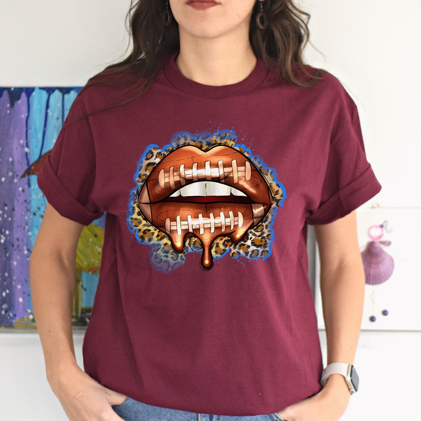 American football lips Unisex t-shirt football player tee rugby coach gift-Family-Gift-Planet