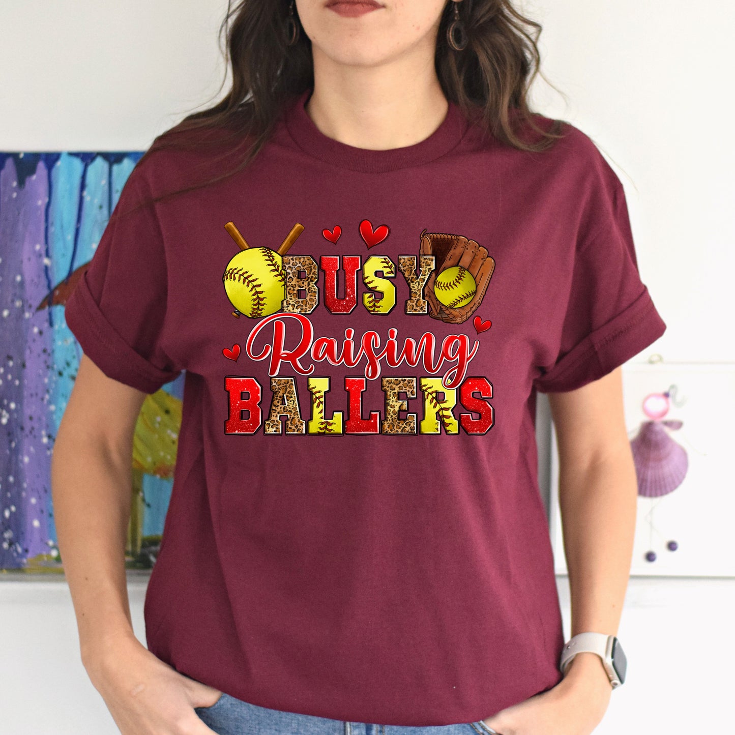 Softball - busy raising ballers Unisex t-shirt softball mom tee gift-Family-Gift-Planet