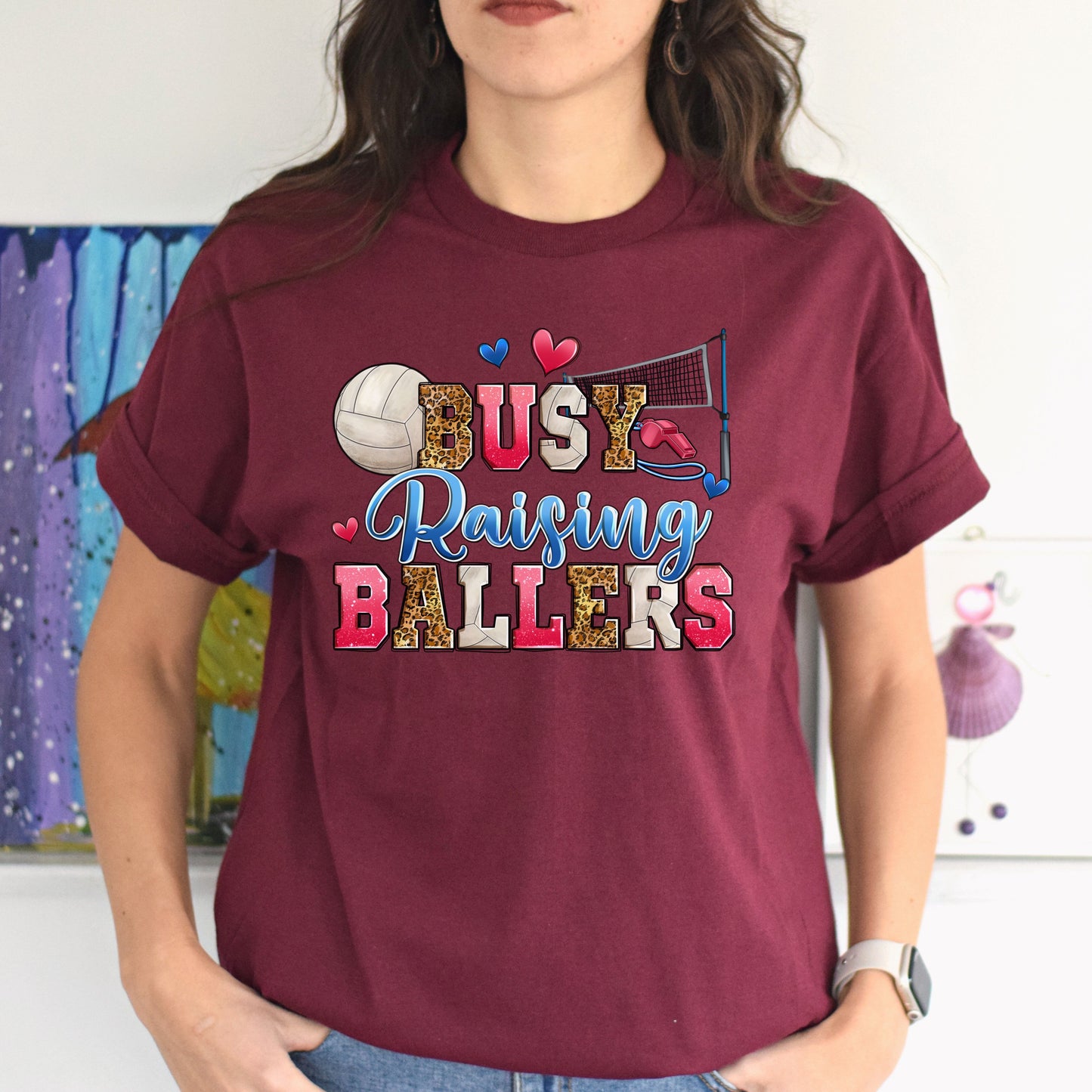 Volleyball - busy raising ballers Unisex t-shirt volleyball mom tee gift-Family-Gift-Planet