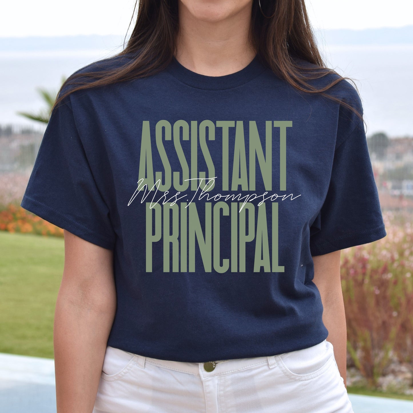 Assistant Principal T-Shirt gift School principal assistance Customized Unisex tee Black Navy Dark Heather-Navy-Family-Gift-Planet