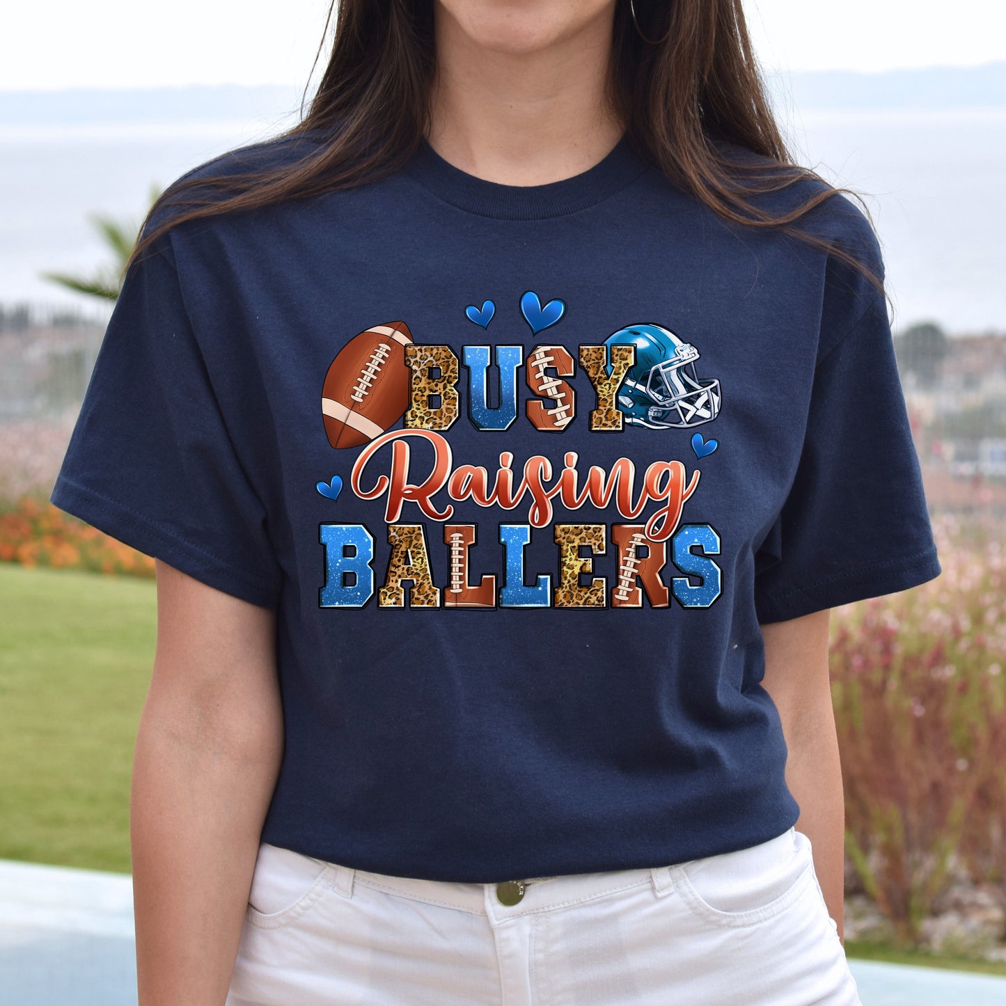 American football - busy raising ballers Unisex t-shirt football mom tee gift-Family-Gift-Planet