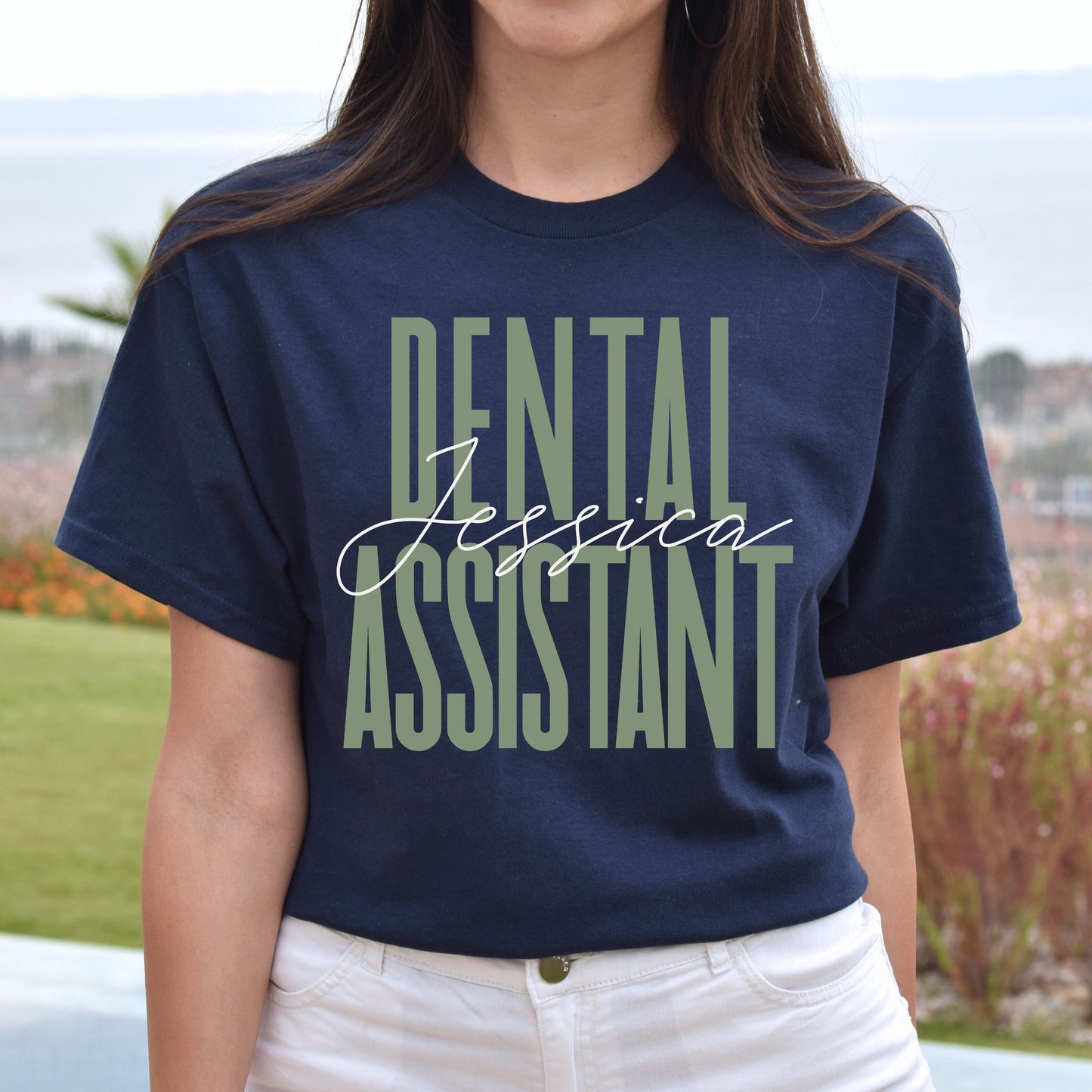 Dental assistant T-Shirt gift Dental clinic Customized Unisex tee Black Navy Dark Heather-Navy-Family-Gift-Planet