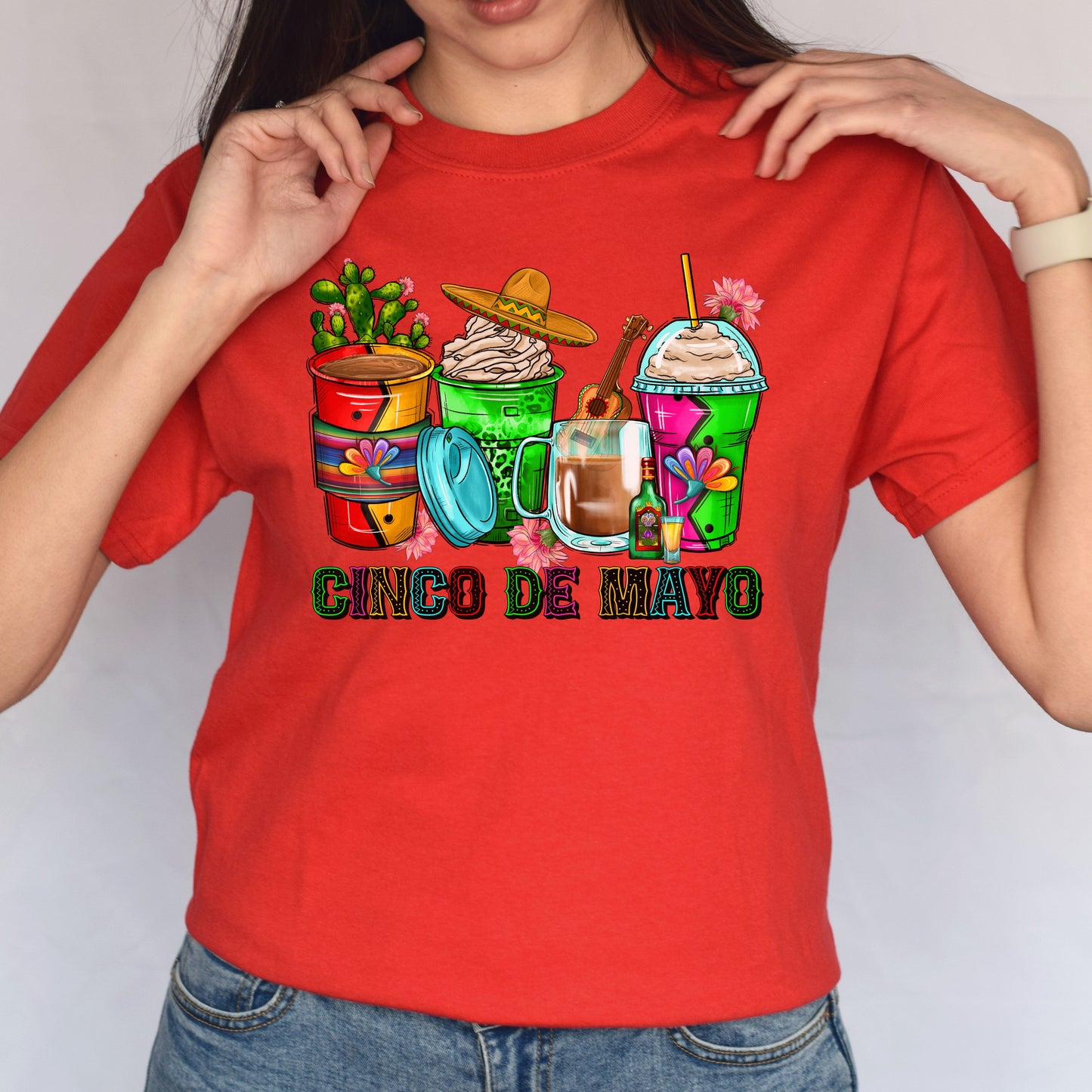 Cinco de mayo coffee cups unisex tshirt Mexican celebration tee S-5XL-Family-Gift-Planet