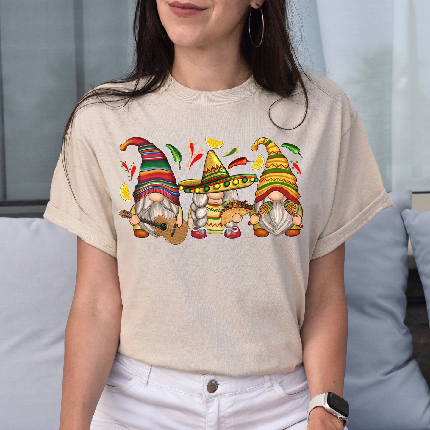 Mexican Gnomes Unisex shirt Mexican musician Christmas gift White Sand-Family-Gift-Planet