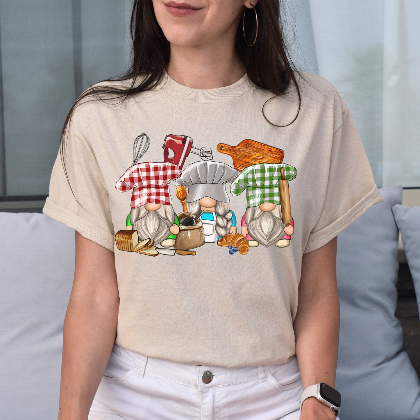 Bakery Gnomes Unisex shirt Baker Christmas gift White Sand-Sand-Family-Gift-Planet