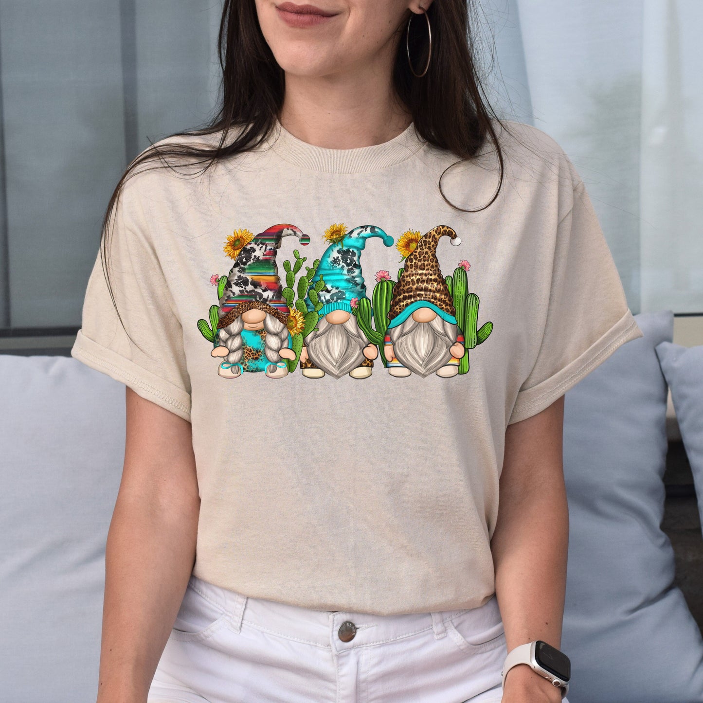 Cactus Gnomes Unisex shirt Cactus lover Christmas gift White Sand-Sand-Family-Gift-Planet