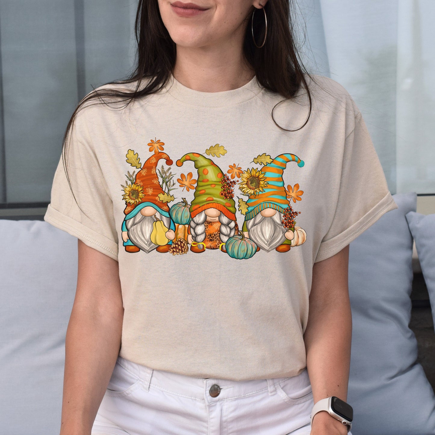 Fall Gnomes Unisex shirt Autumn gnomes Christmas gift White Sand-Family-Gift-Planet